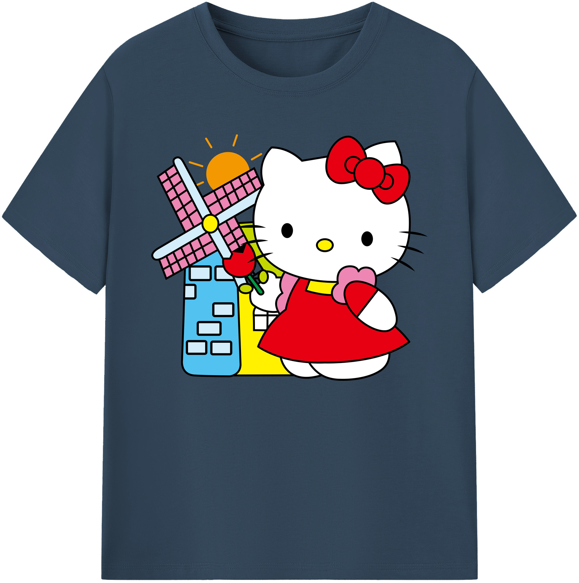 （画像用） Hello Kitty ハローキティ 綿100％ メンズ半袖Tシャツ｜肌触りやわらか＆通気性