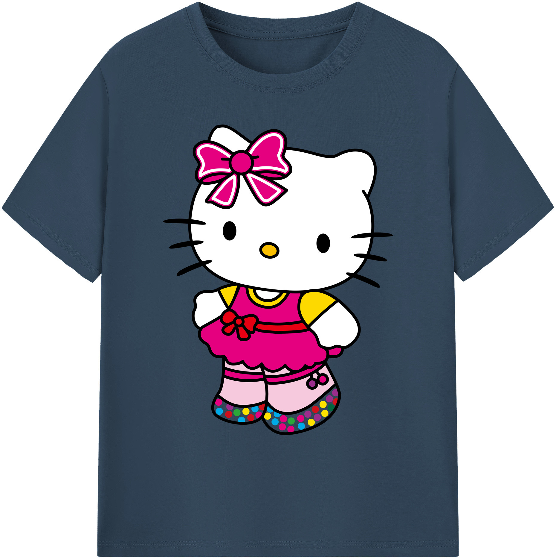 （画像用） Hello Kitty ハローキティ 綿100％ メンズ半袖Tシャツ｜肌触りやわらか＆通気性