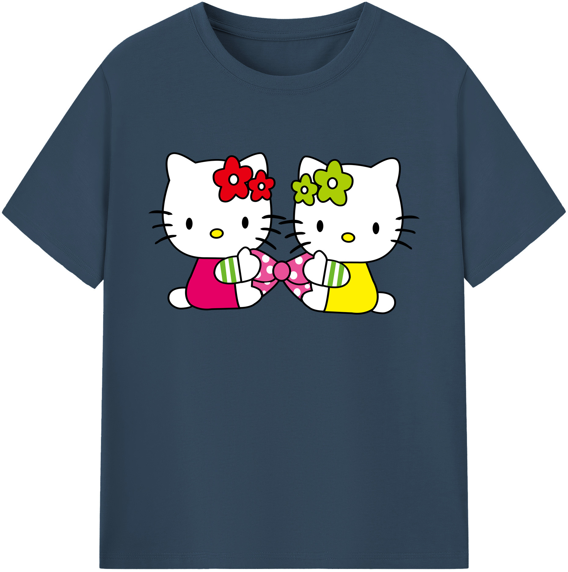 （画像用） Hello Kitty ハローキティ 綿100％ メンズ半袖Tシャツ｜肌触りやわらか＆通気性