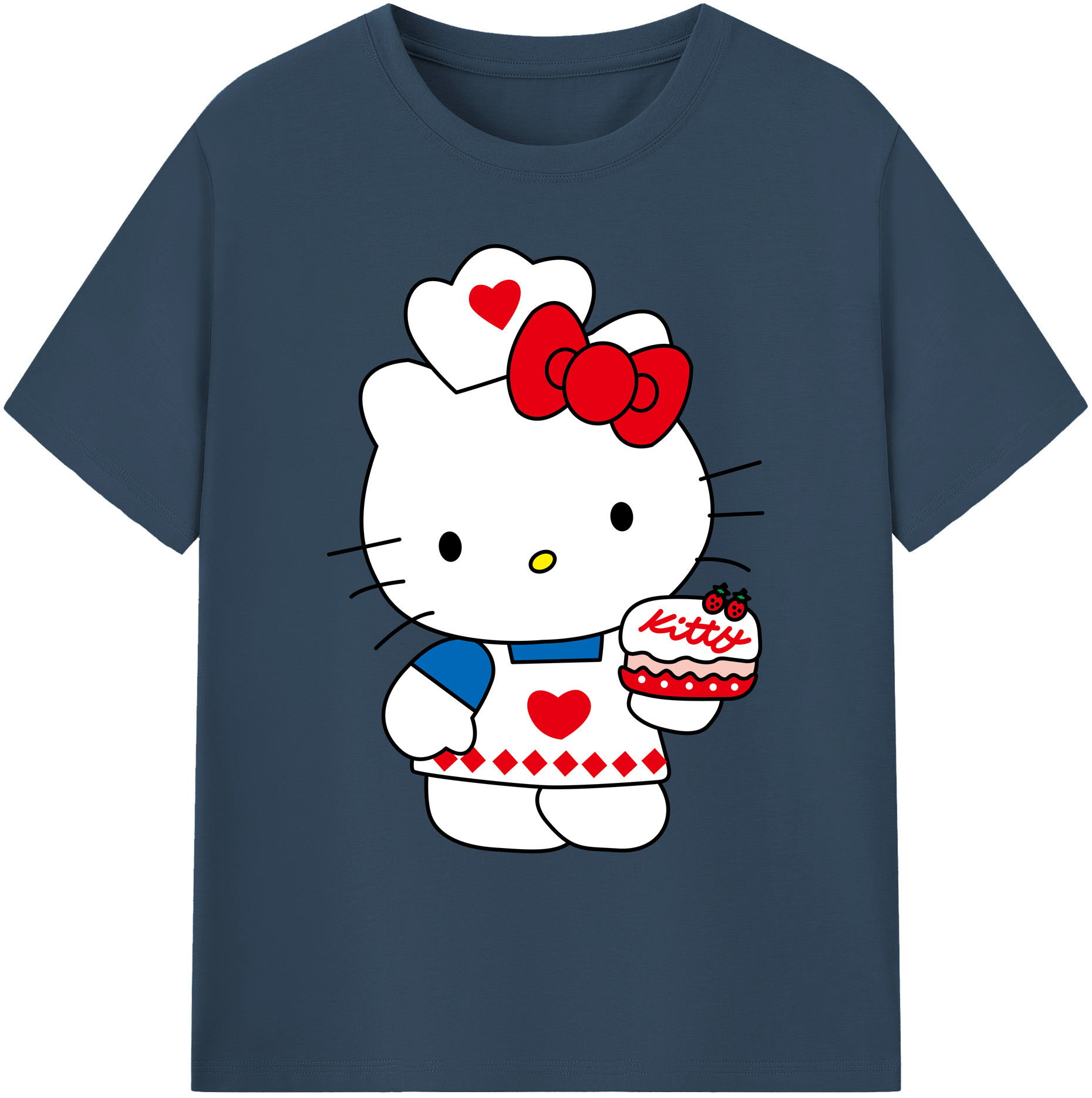 （画像用） Hello Kitty ハローキティ 綿100％ メンズ半袖Tシャツ｜肌触りやわらか＆通気性