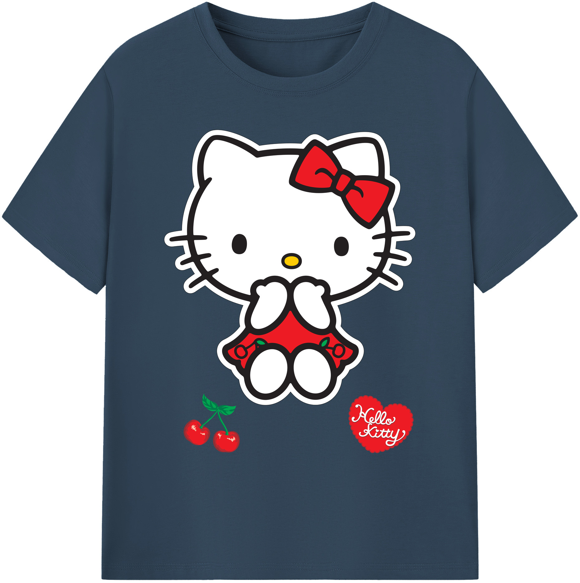 （画像用） Hello Kitty ハローキティ 綿100％ メンズ半袖Tシャツ｜肌触りやわらか＆通気性