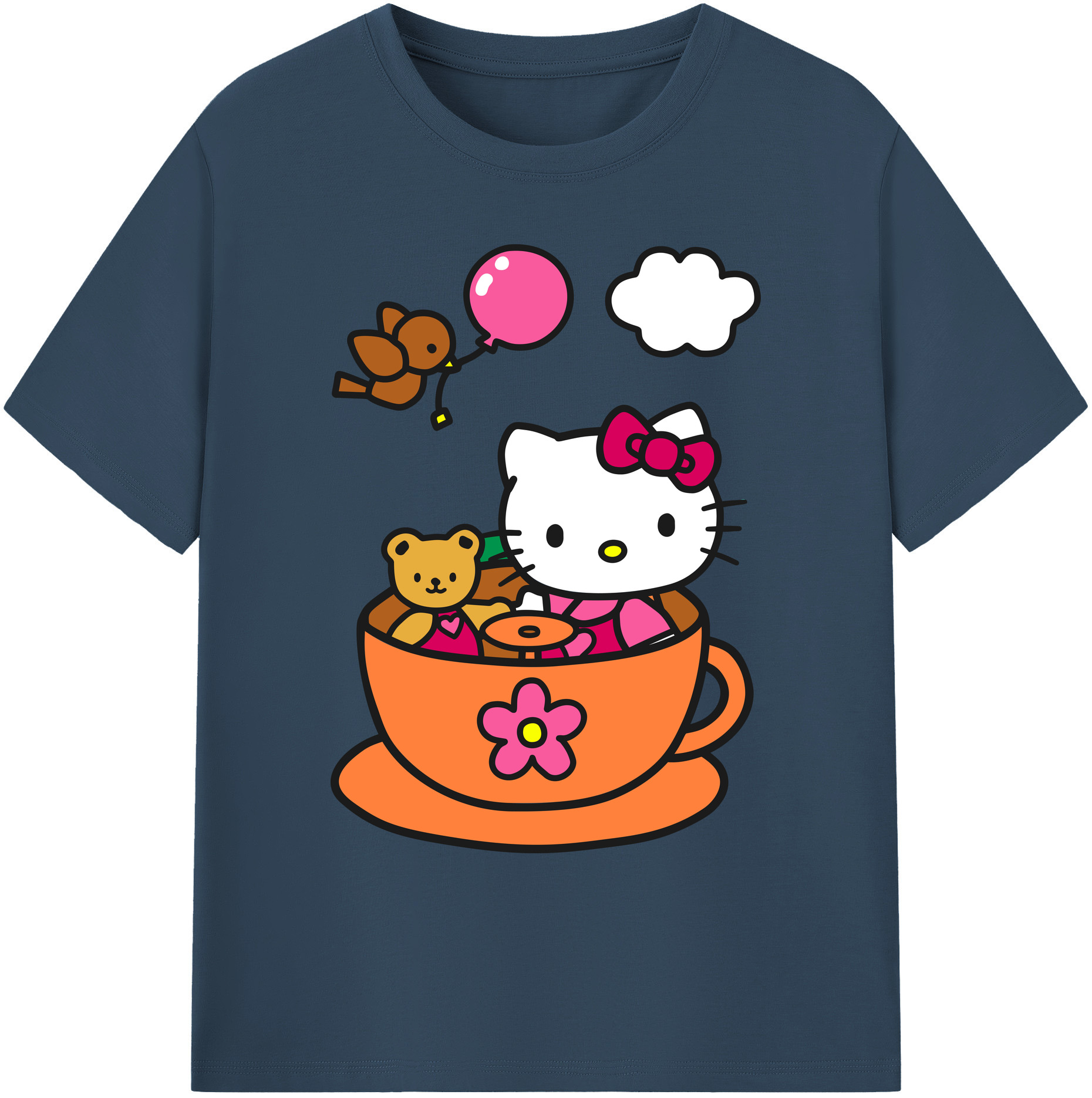 （画像用） Hello Kitty ハローキティ 綿100％ メンズ半袖Tシャツ｜肌触りやわらか＆通気性