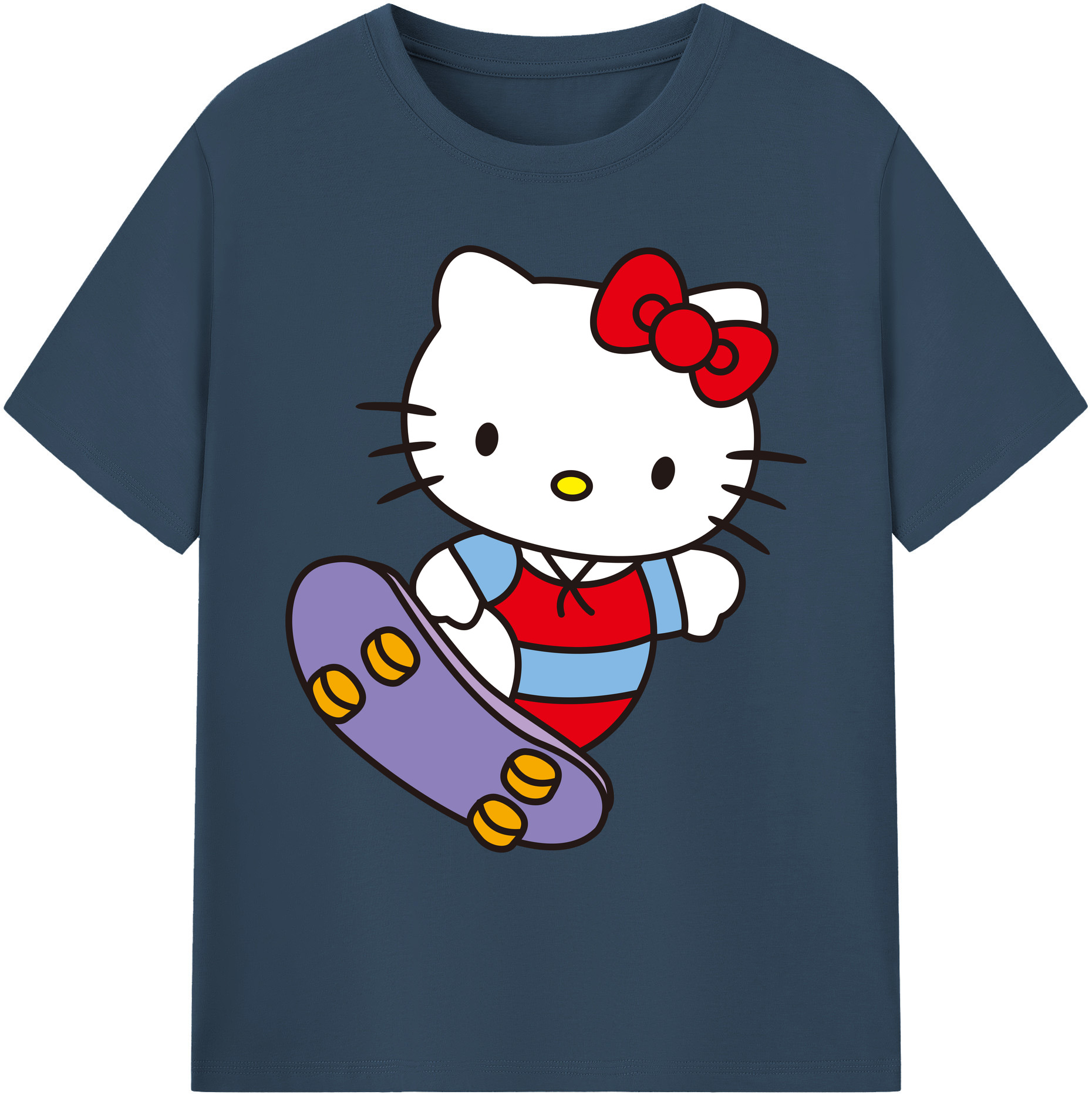 （画像用） Hello Kitty ハローキティ 綿100％ メンズ半袖Tシャツ｜肌触りやわらか＆通気性