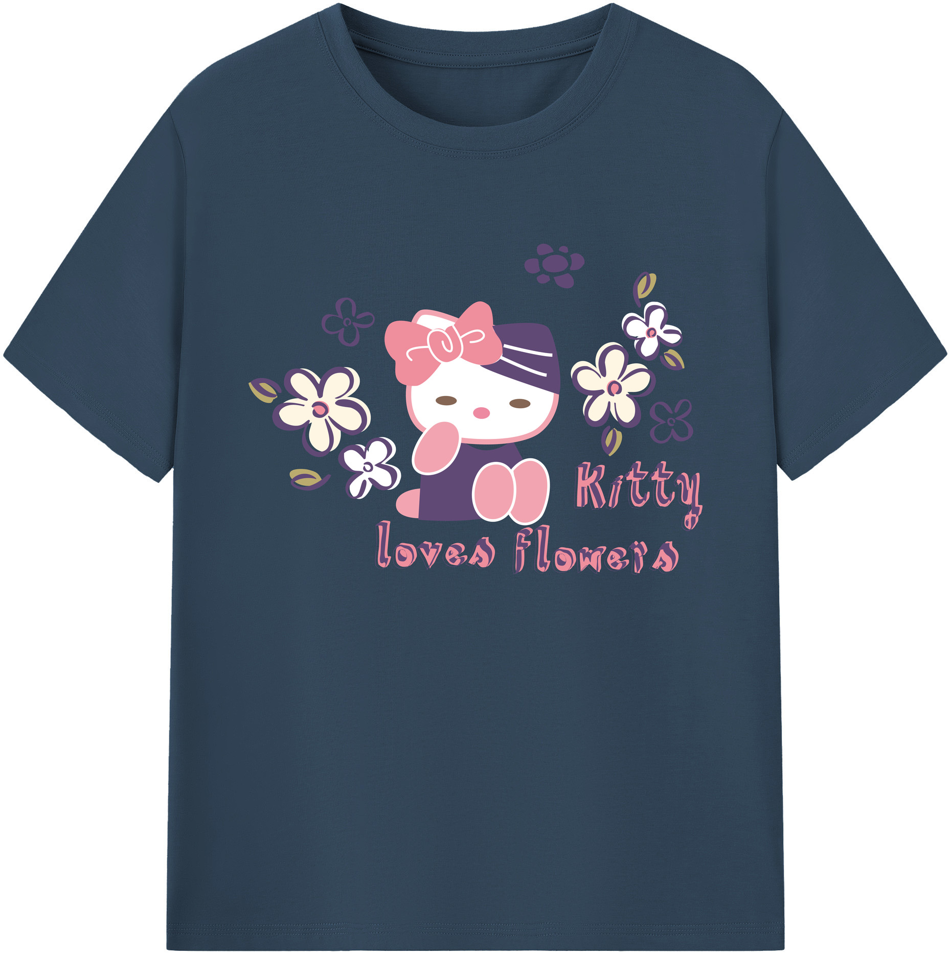 （画像用） Hello Kitty ハローキティ 綿100％ メンズ半袖Tシャツ｜肌触りやわらか＆通気性