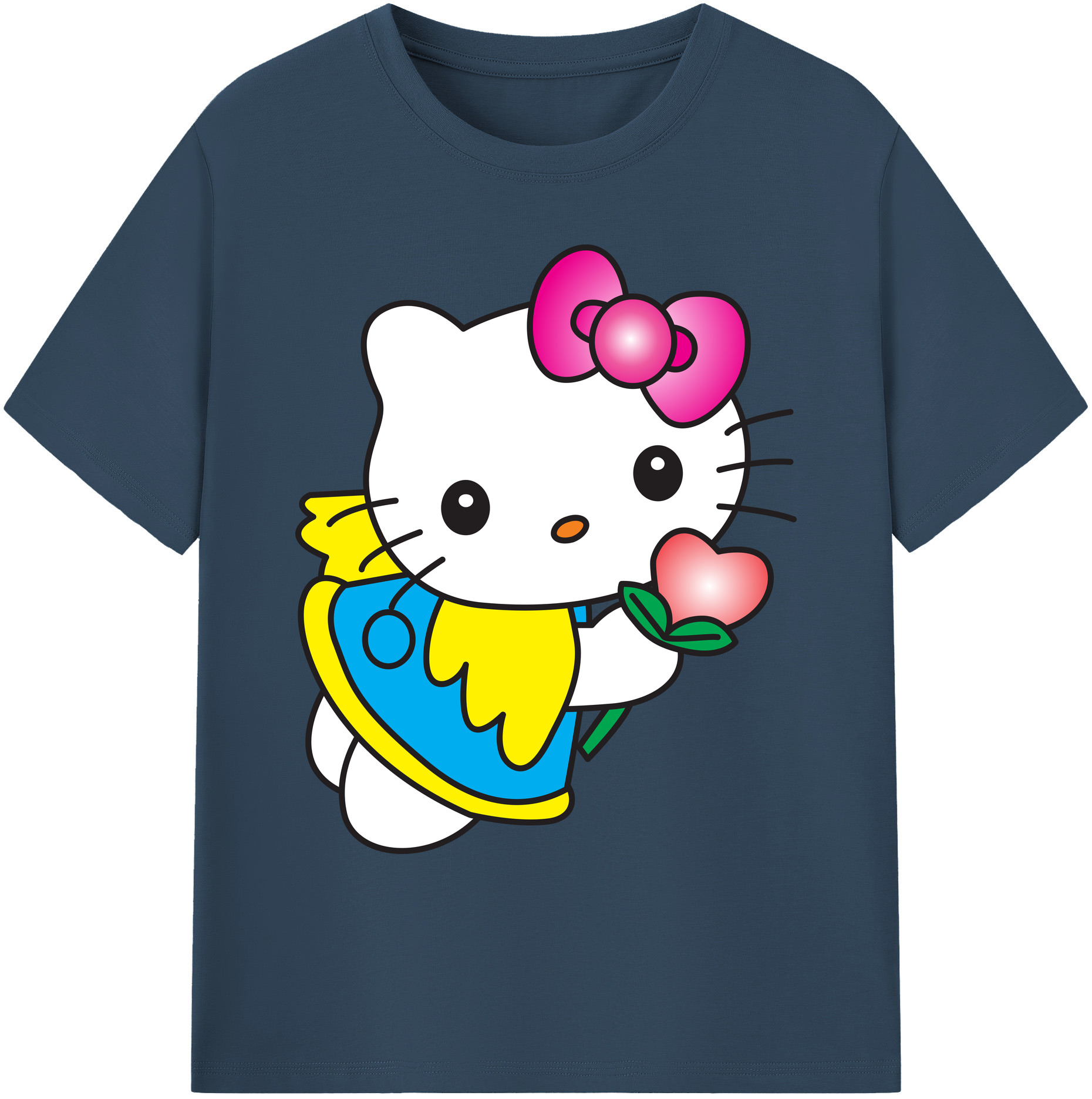 （画像用） Hello Kitty ハローキティ 綿100％ メンズ半袖Tシャツ｜肌触りやわらか＆通気性