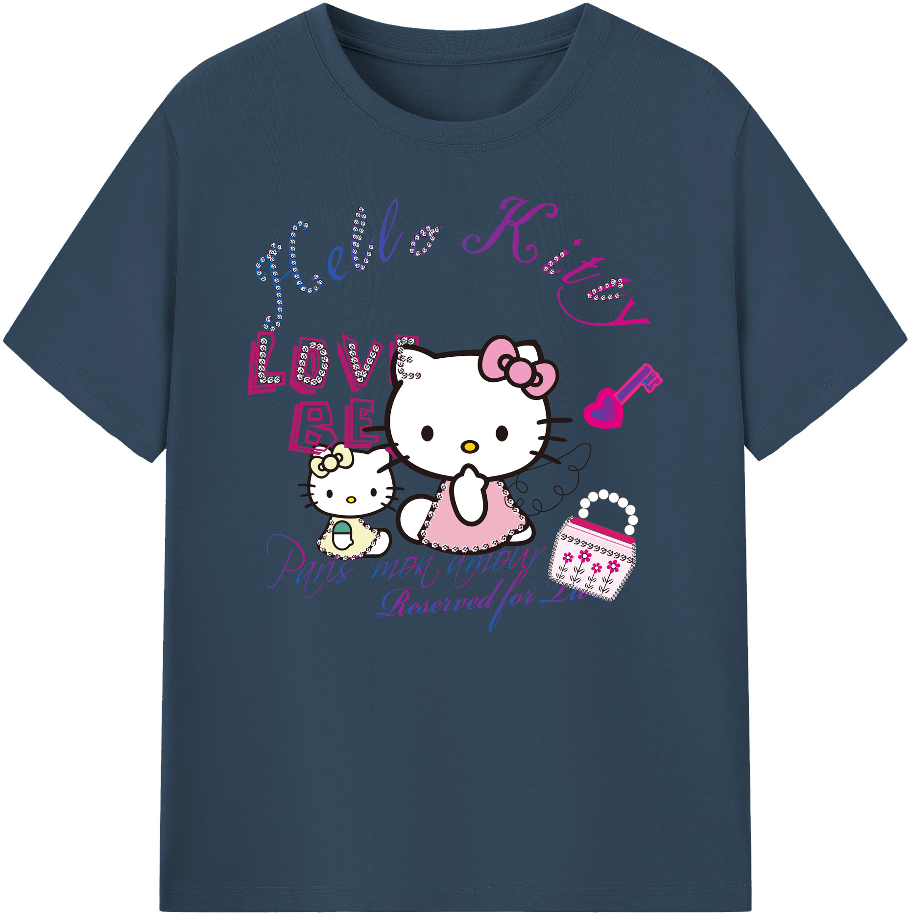 （画像用） Hello Kitty ハローキティ 綿100％ メンズ半袖Tシャツ｜肌触りやわらか＆通気性