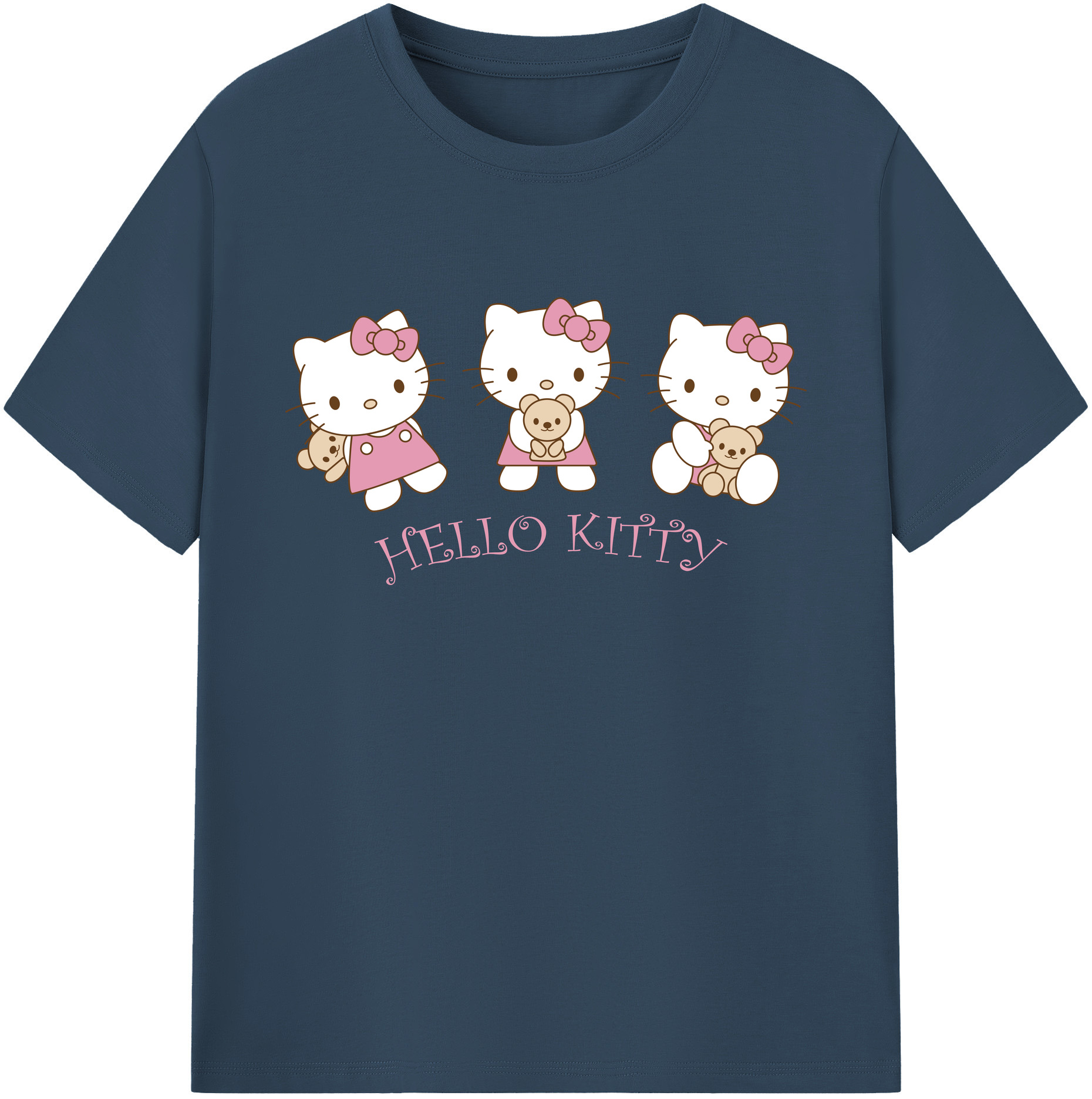 （画像用） Hello Kitty ハローキティ 綿100％ メンズ半袖Tシャツ｜肌触りやわらか＆通気性