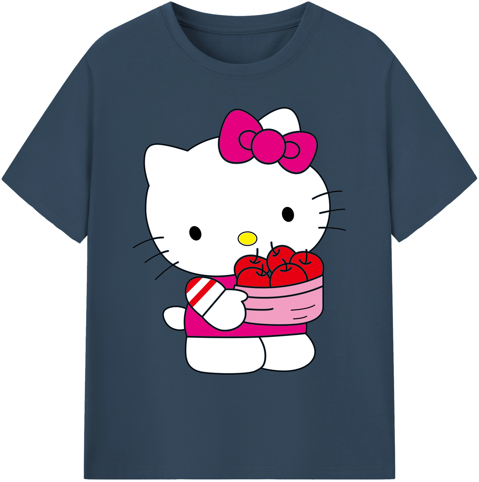（画像用） Hello Kitty ハローキティ 綿100％ メンズ半袖Tシャツ｜肌触りやわらか＆通気性