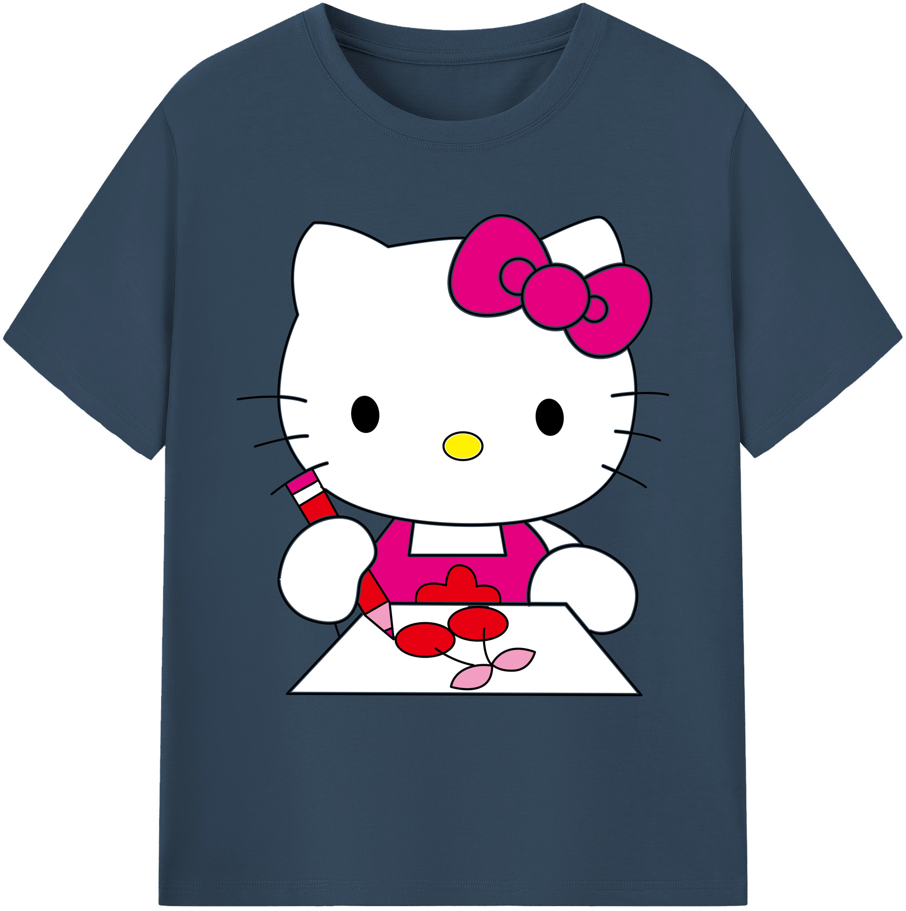 （画像用） Hello Kitty ハローキティ 綿100％ メンズ半袖Tシャツ｜肌触りやわらか＆通気性