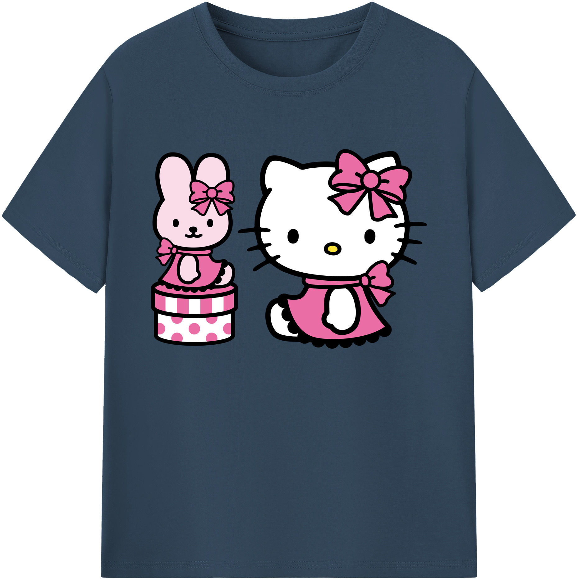 （画像用） Hello Kitty ハローキティ 綿100％ メンズ半袖Tシャツ｜肌触りやわらか＆通気性