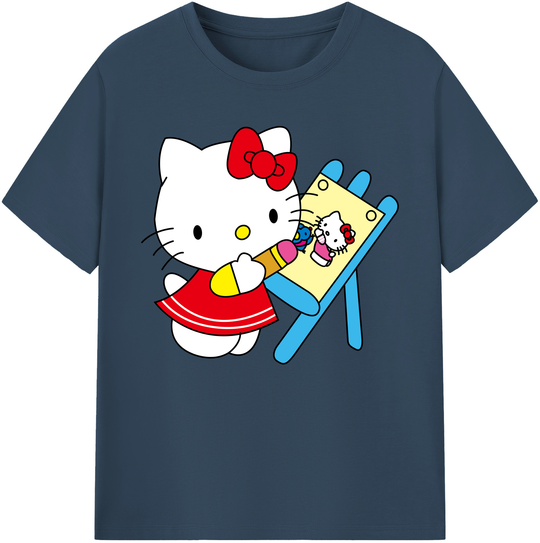 （画像用） Hello Kitty ハローキティ 綿100％ メンズ半袖Tシャツ｜肌触りやわらか＆通気性