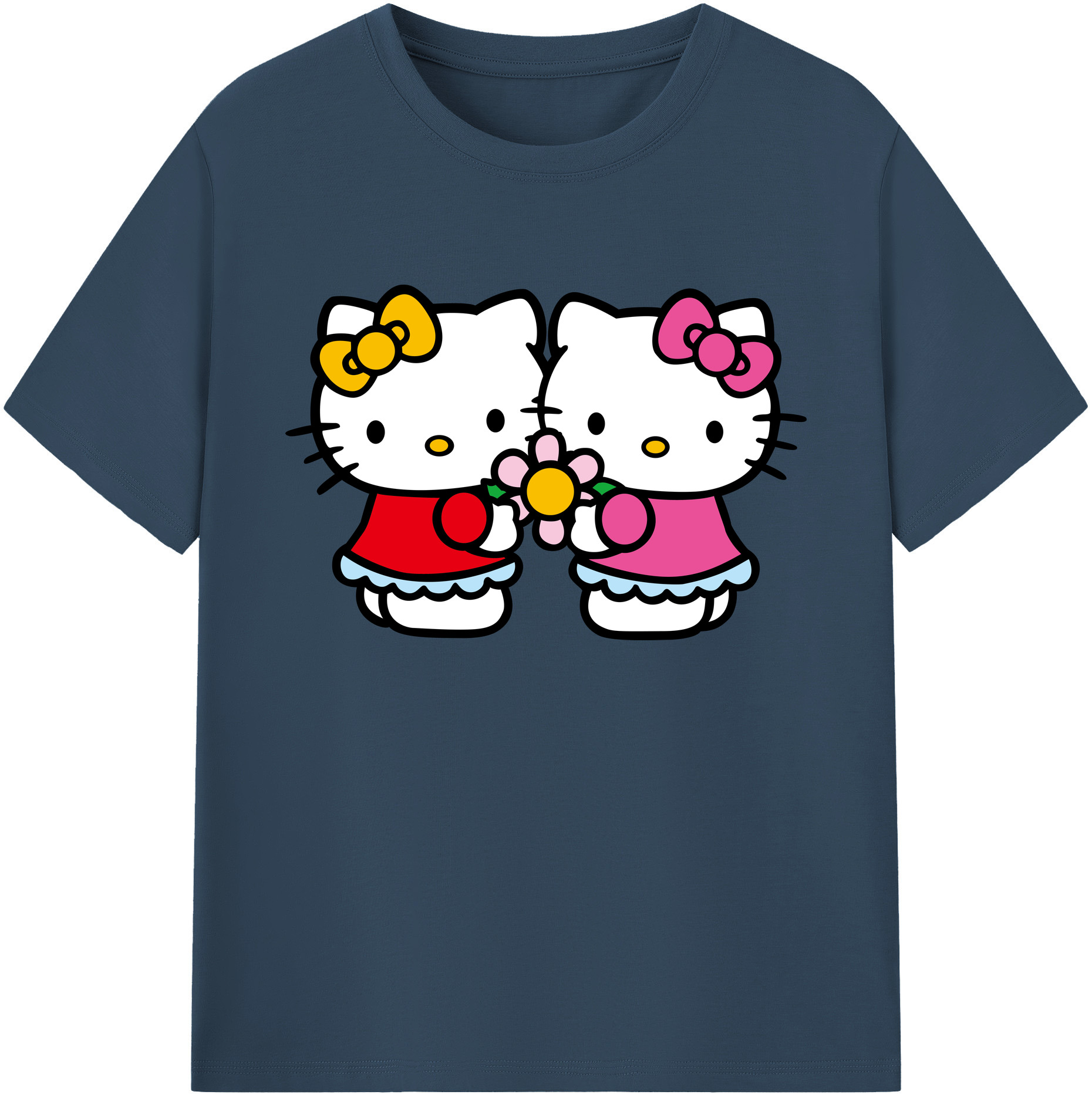 （画像用） Hello Kitty ハローキティ 綿100％ メンズ半袖Tシャツ｜肌触りやわらか＆通気性