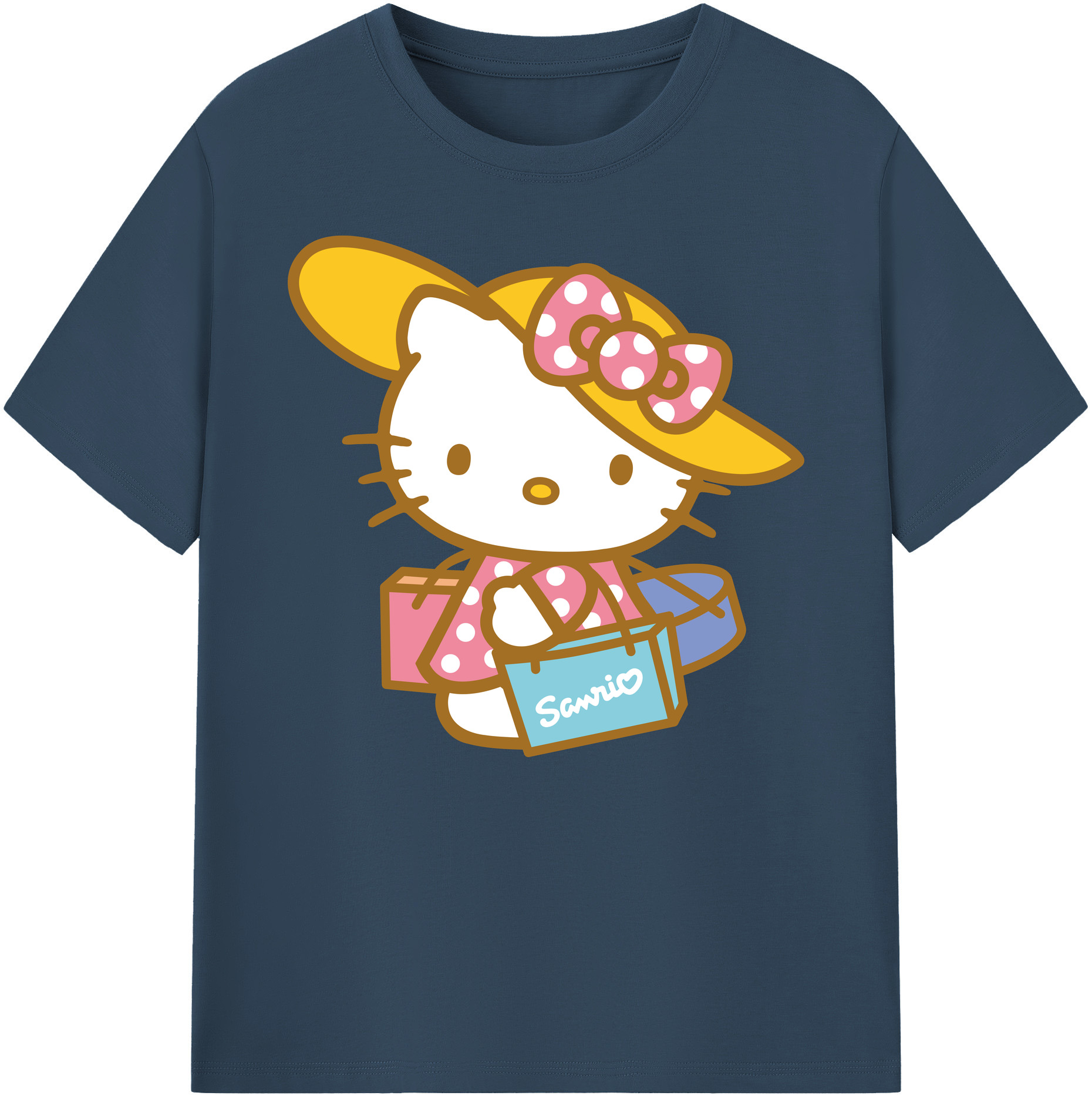 （画像用） Hello Kitty ハローキティ 綿100％ メンズ半袖Tシャツ｜肌触りやわらか＆通気性