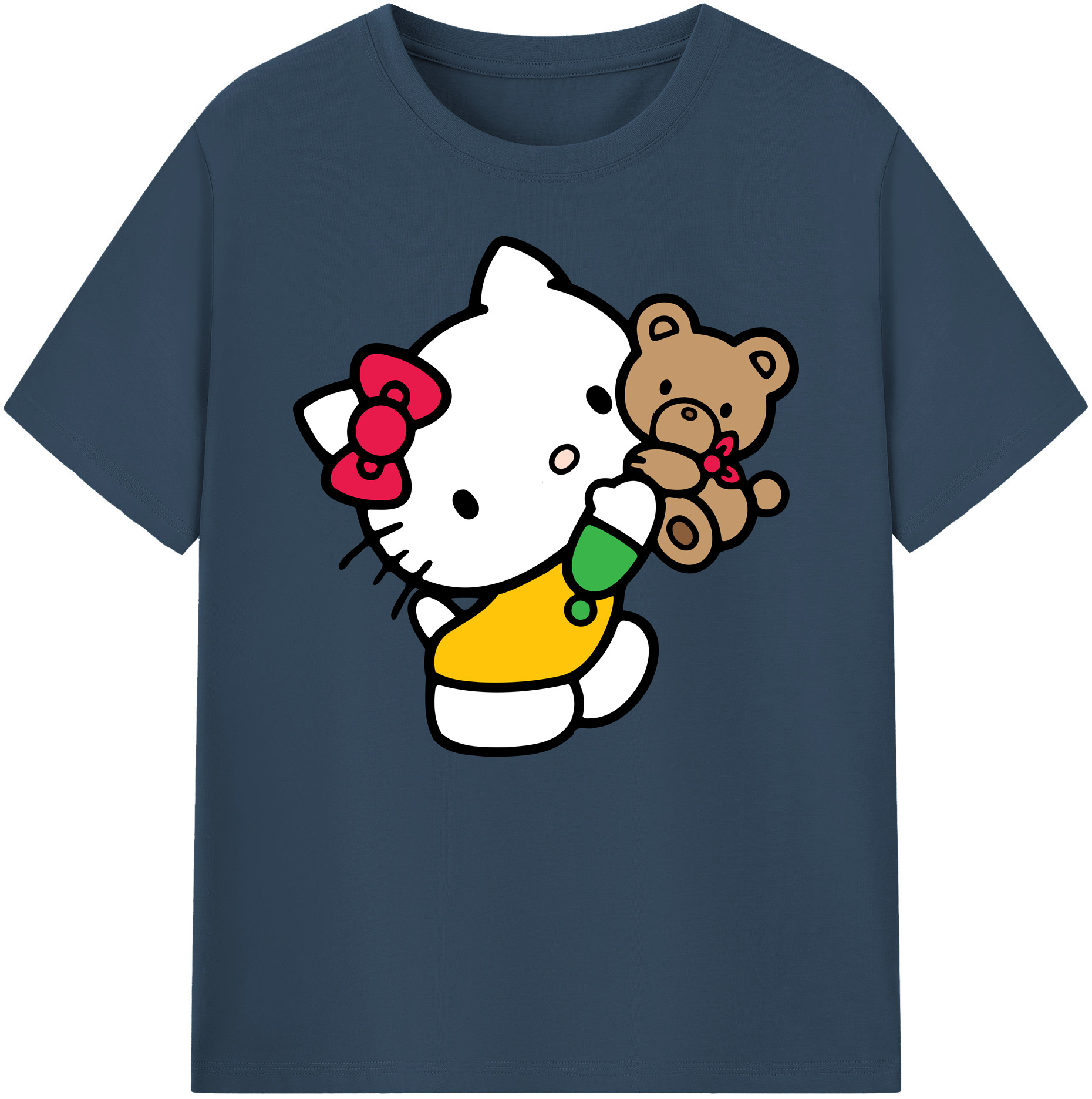 （画像用） Hello Kitty ハローキティ 綿100％ メンズ半袖Tシャツ｜肌触りやわらか＆通気性