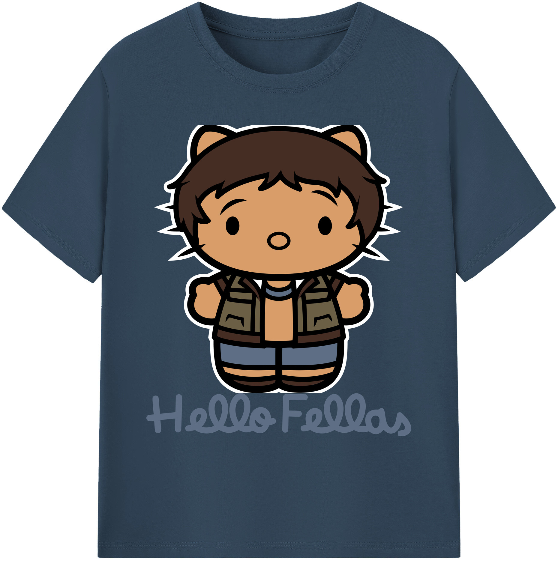 （画像用） Hello Kitty ハローキティ 綿100％ メンズ半袖Tシャツ｜肌触りやわらか＆通気性
