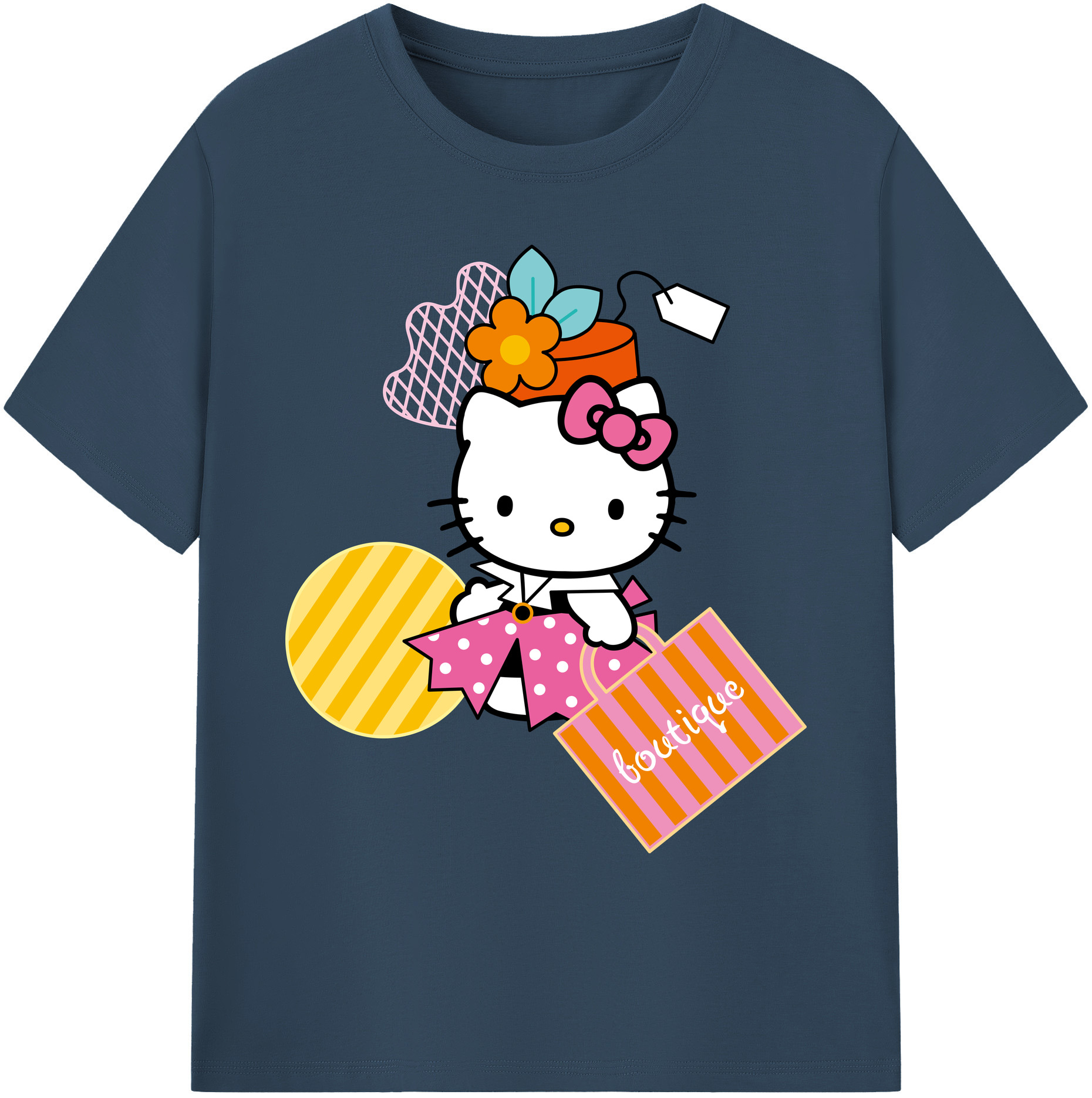（画像用） Hello Kitty ハローキティ 綿100％ メンズ半袖Tシャツ｜肌触りやわらか＆通気性