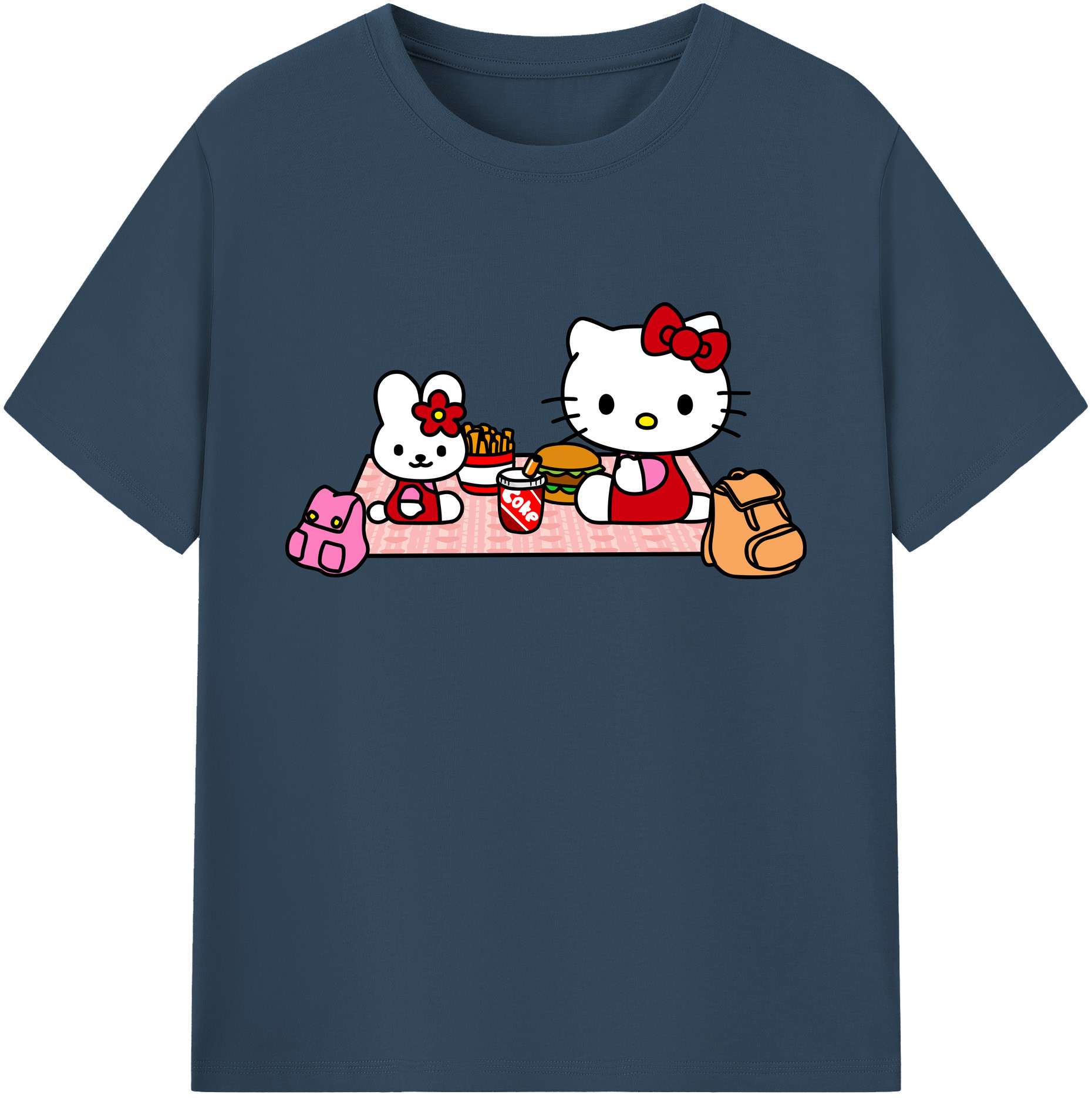 （画像用） Hello Kitty ハローキティ 綿100％ メンズ半袖Tシャツ｜肌触りやわらか＆通気性