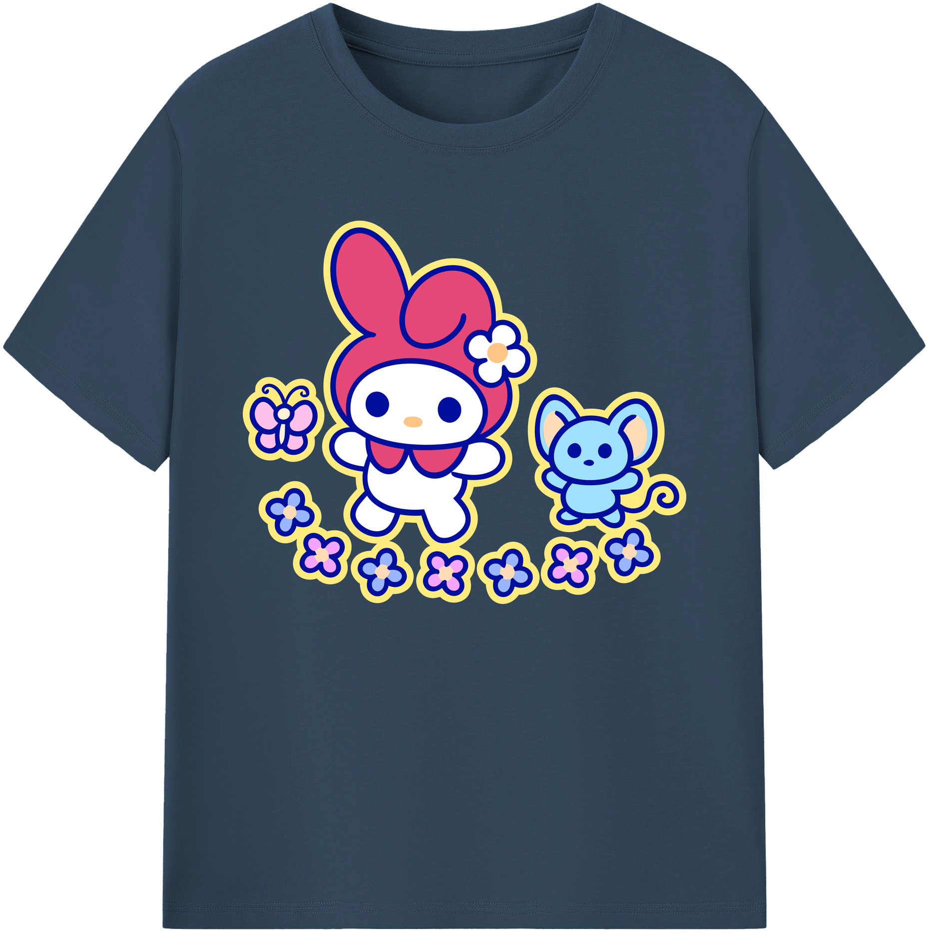 （画像用） Hello Kitty ハローキティ 綿100％ メンズ半袖Tシャツ｜肌触りやわらか＆通気性