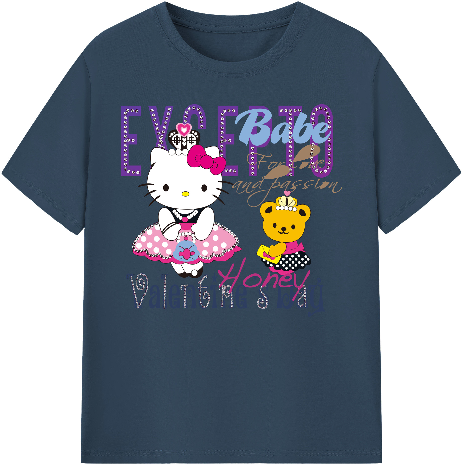 （画像用） Hello Kitty ハローキティ 綿100％ メンズ半袖Tシャツ｜肌触りやわらか＆通気性