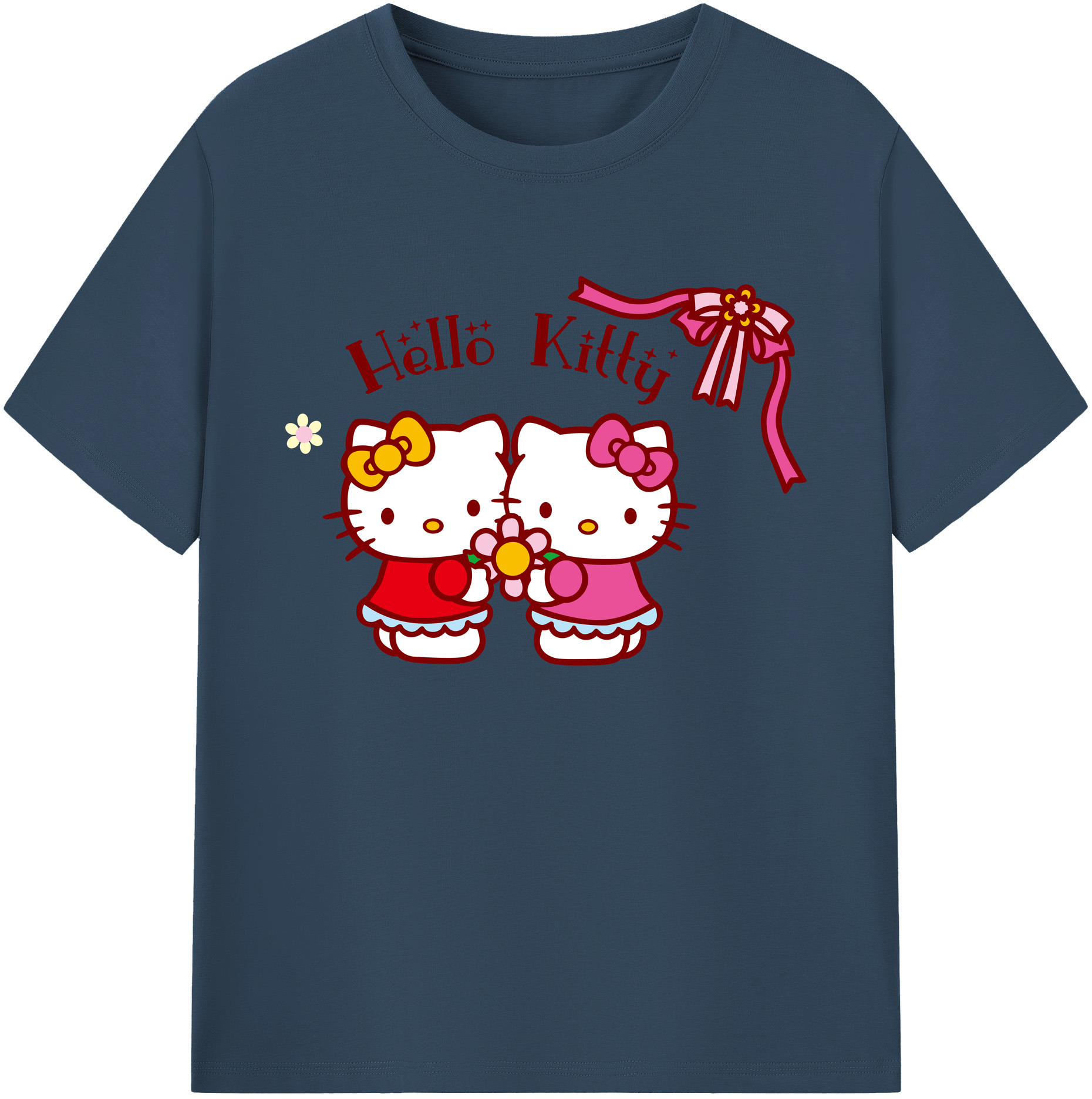 （画像用） Hello Kitty ハローキティ 綿100％ メンズ半袖Tシャツ｜肌触りやわらか＆通気性