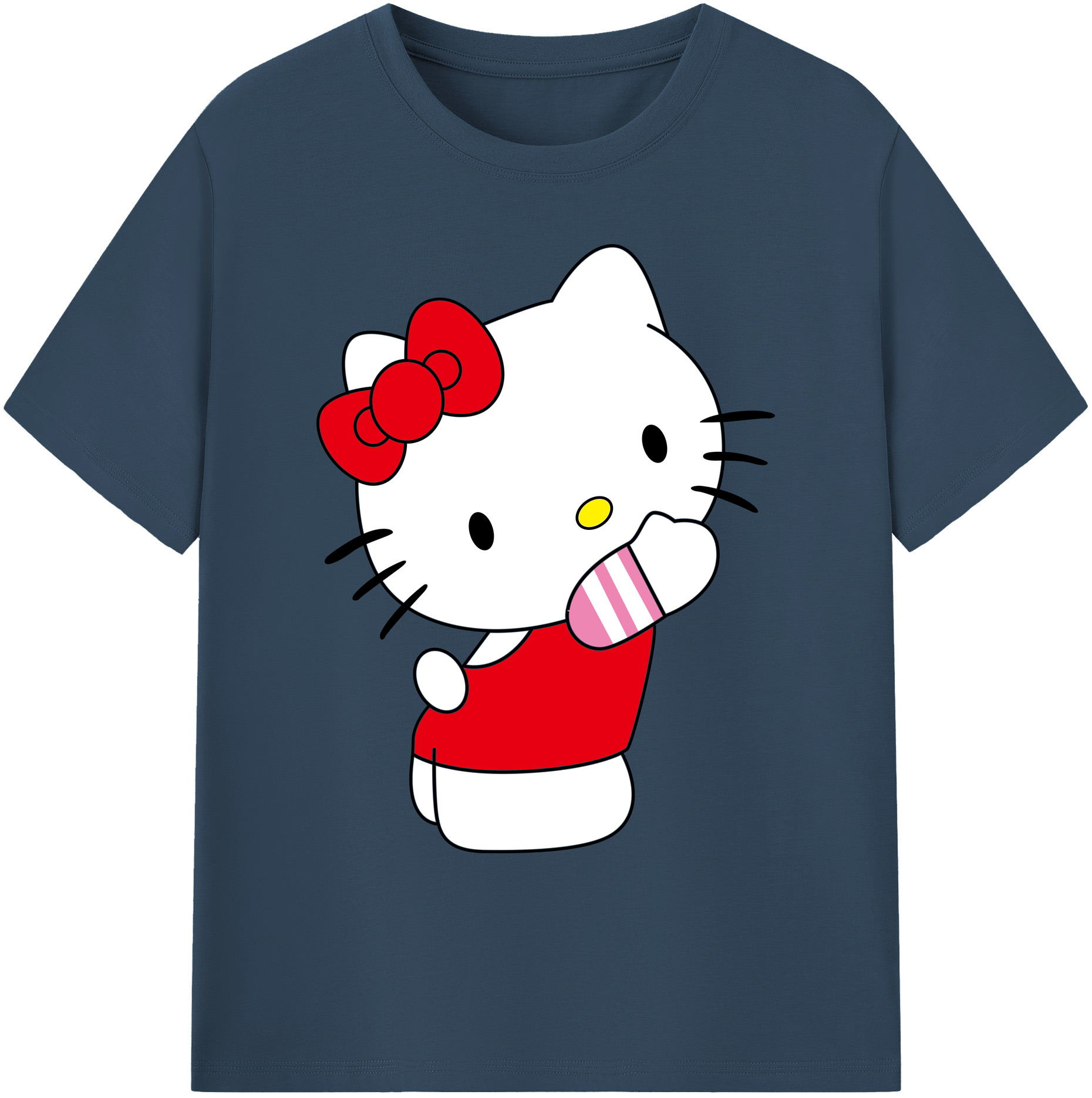 （画像用） Hello Kitty ハローキティ 綿100％ メンズ半袖Tシャツ｜肌触りやわらか＆通気性