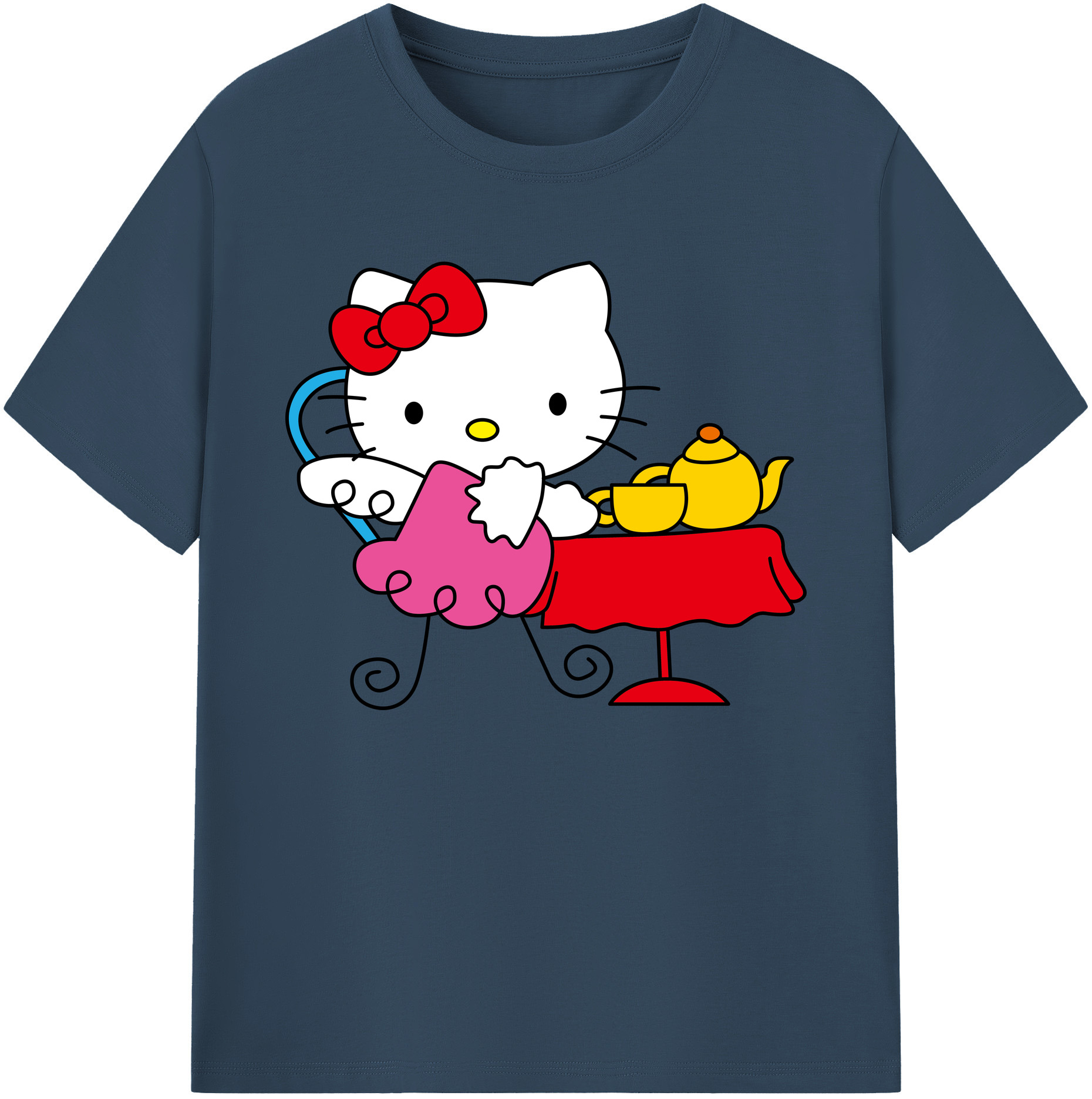 （画像用） Hello Kitty ハローキティ 綿100％ メンズ半袖Tシャツ｜肌触りやわらか＆通気性