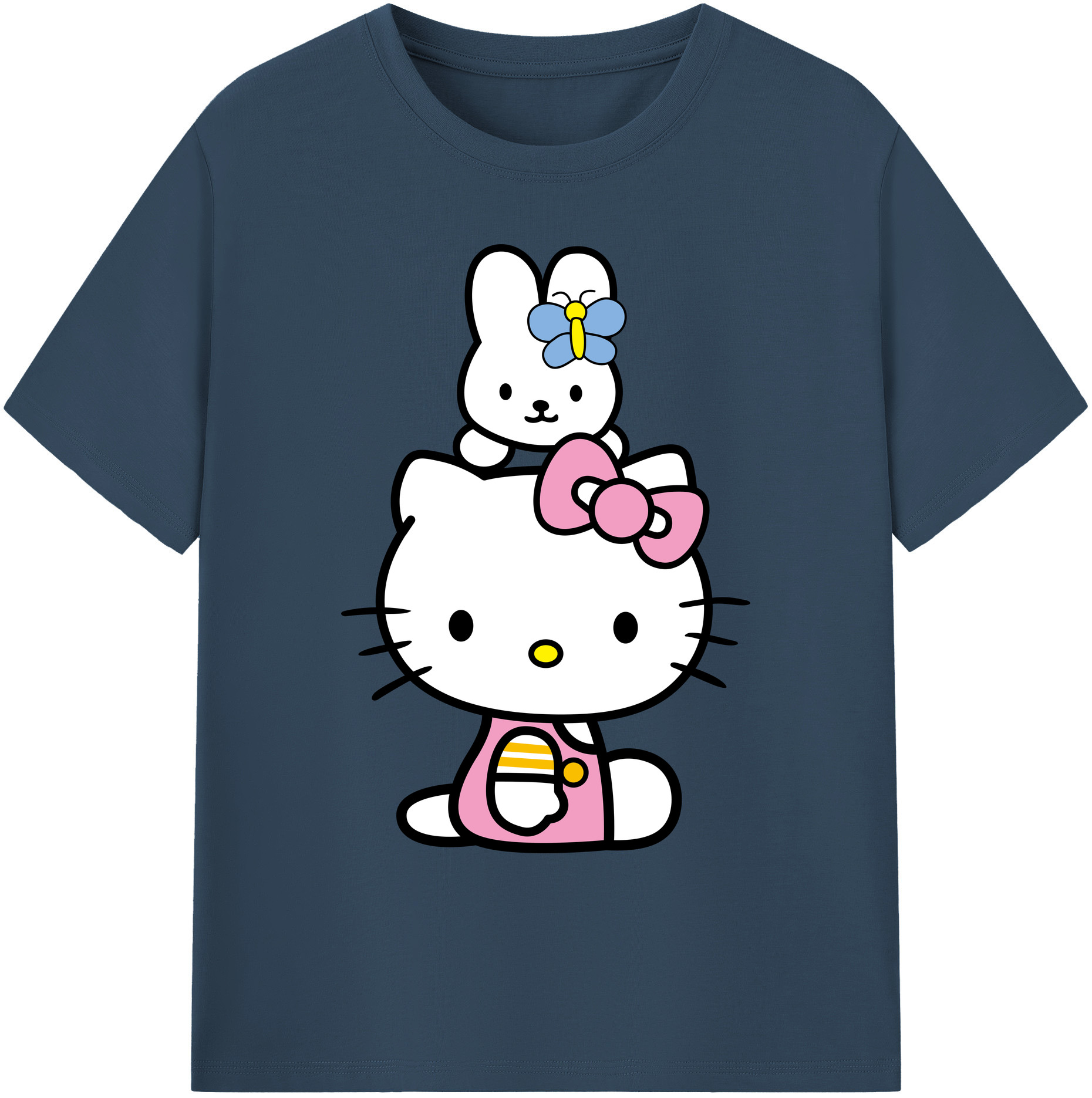 （画像用） Hello Kitty ハローキティ 綿100％ メンズ半袖Tシャツ｜肌触りやわらか＆通気性