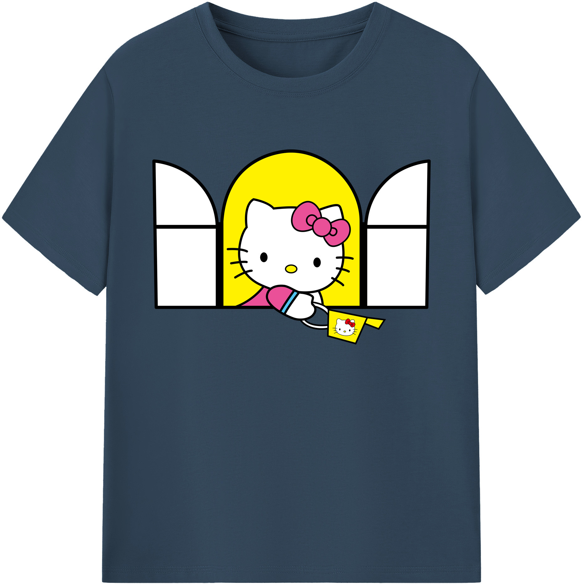 （画像用） Hello Kitty ハローキティ 綿100％ メンズ半袖Tシャツ｜肌触りやわらか＆通気性