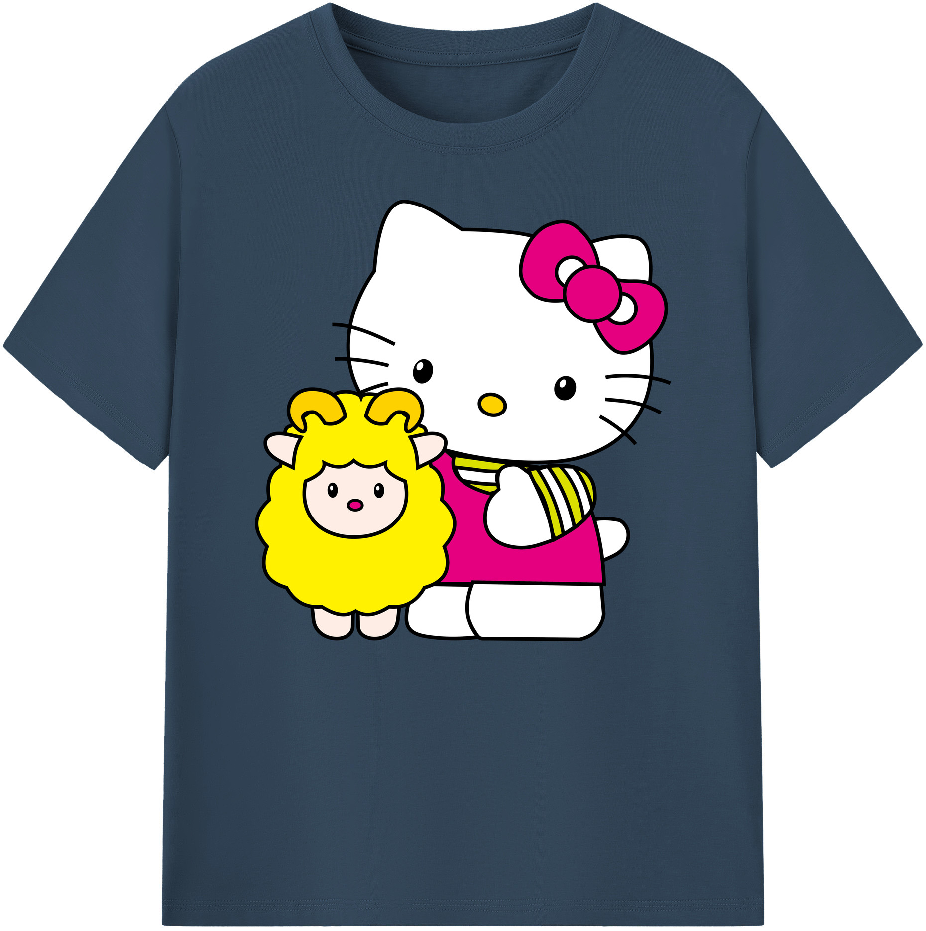 （画像用） Hello Kitty ハローキティ 綿100％ メンズ半袖Tシャツ｜肌触りやわらか＆通気性