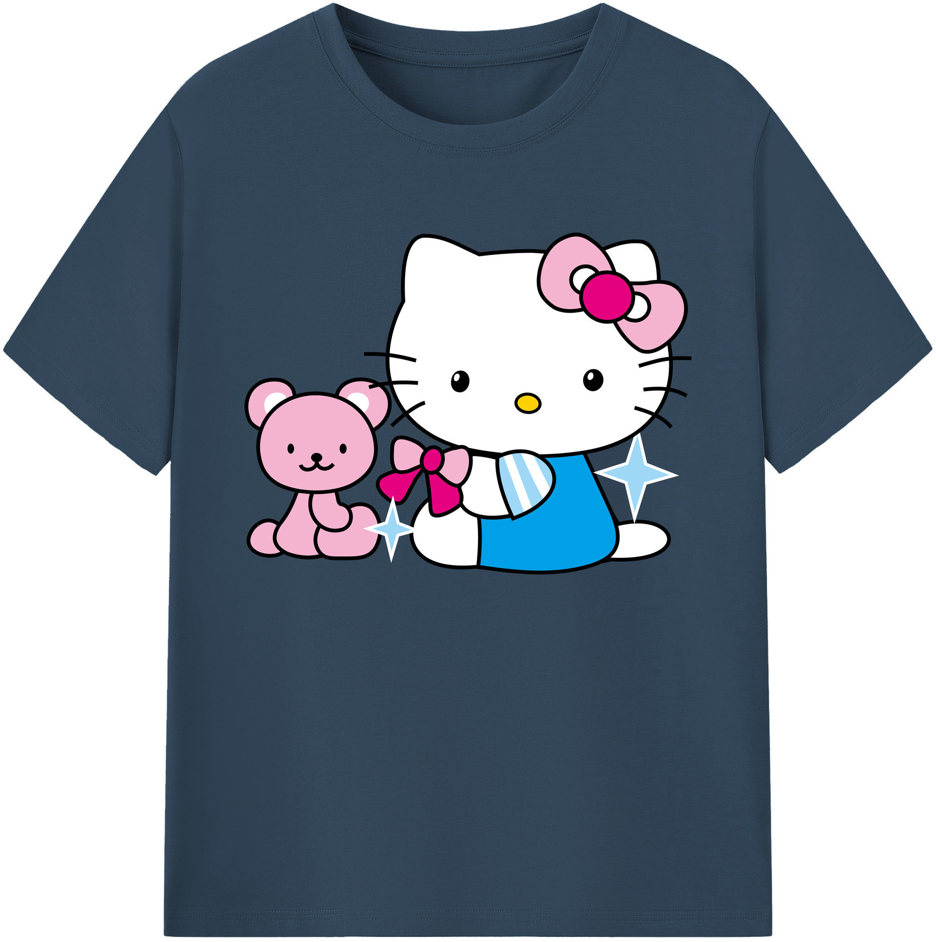（画像用） Hello Kitty ハローキティ 綿100％ メンズ半袖Tシャツ｜肌触りやわらか＆通気性