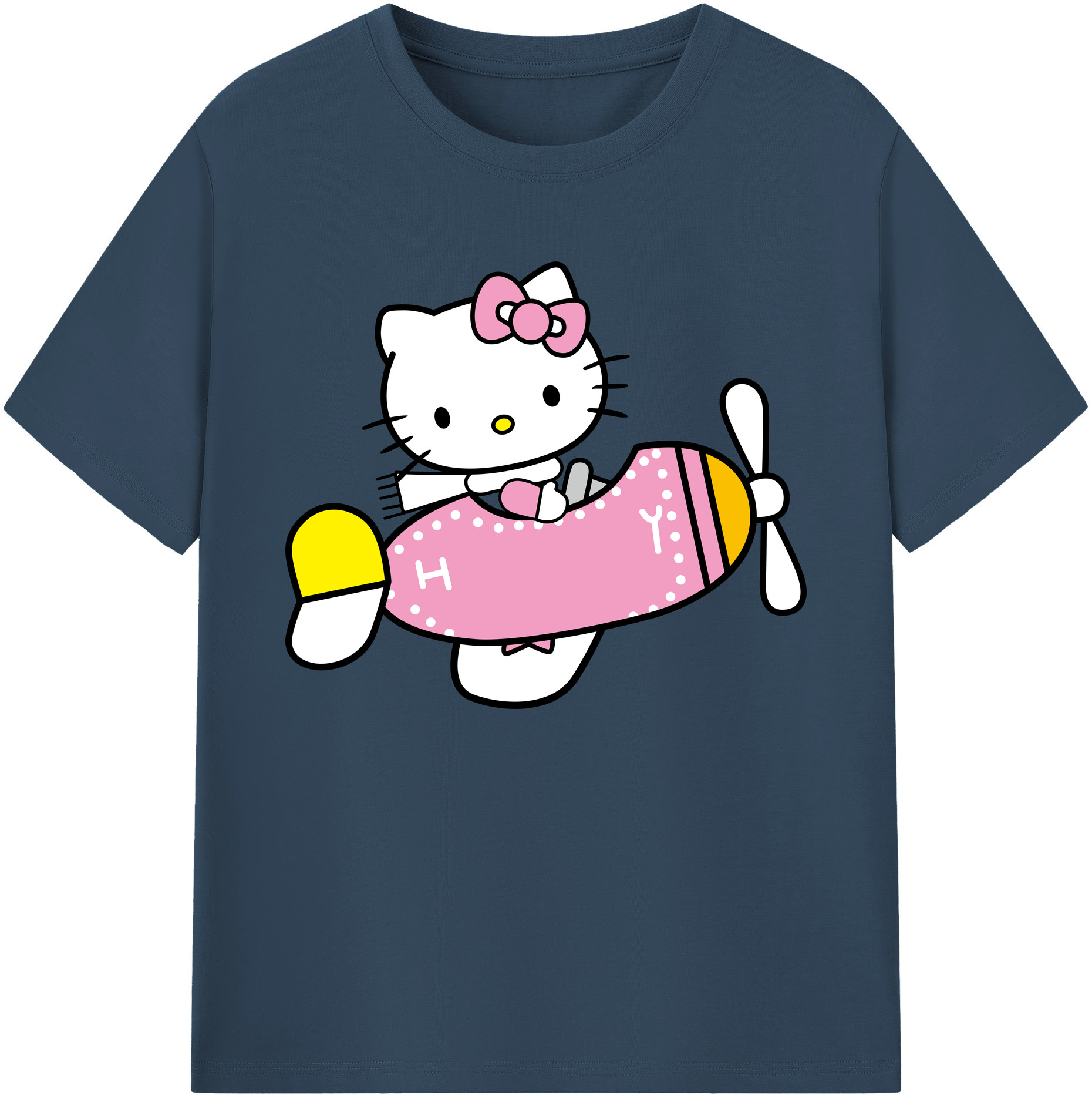 （画像用） Hello Kitty ハローキティ 綿100％ メンズ半袖Tシャツ｜肌触りやわらか＆通気性
