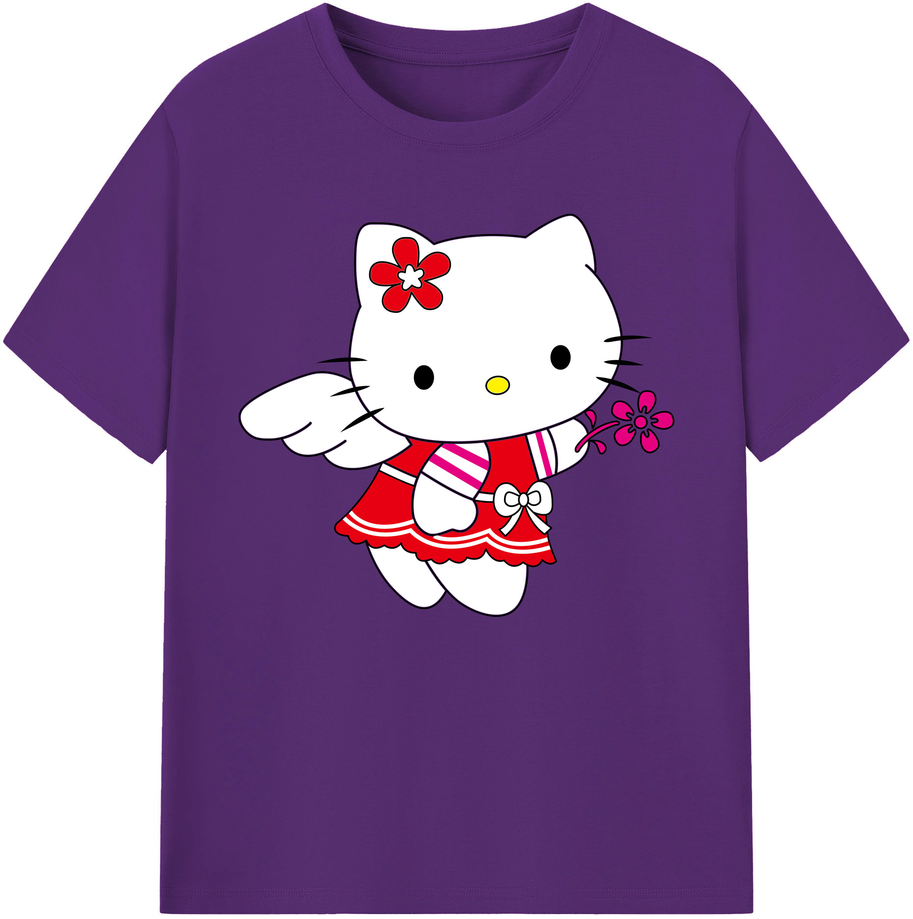 （画像用） Hello Kitty ハローキティ 綿100％ メンズ半袖Tシャツ｜肌触りやわらか＆通気性