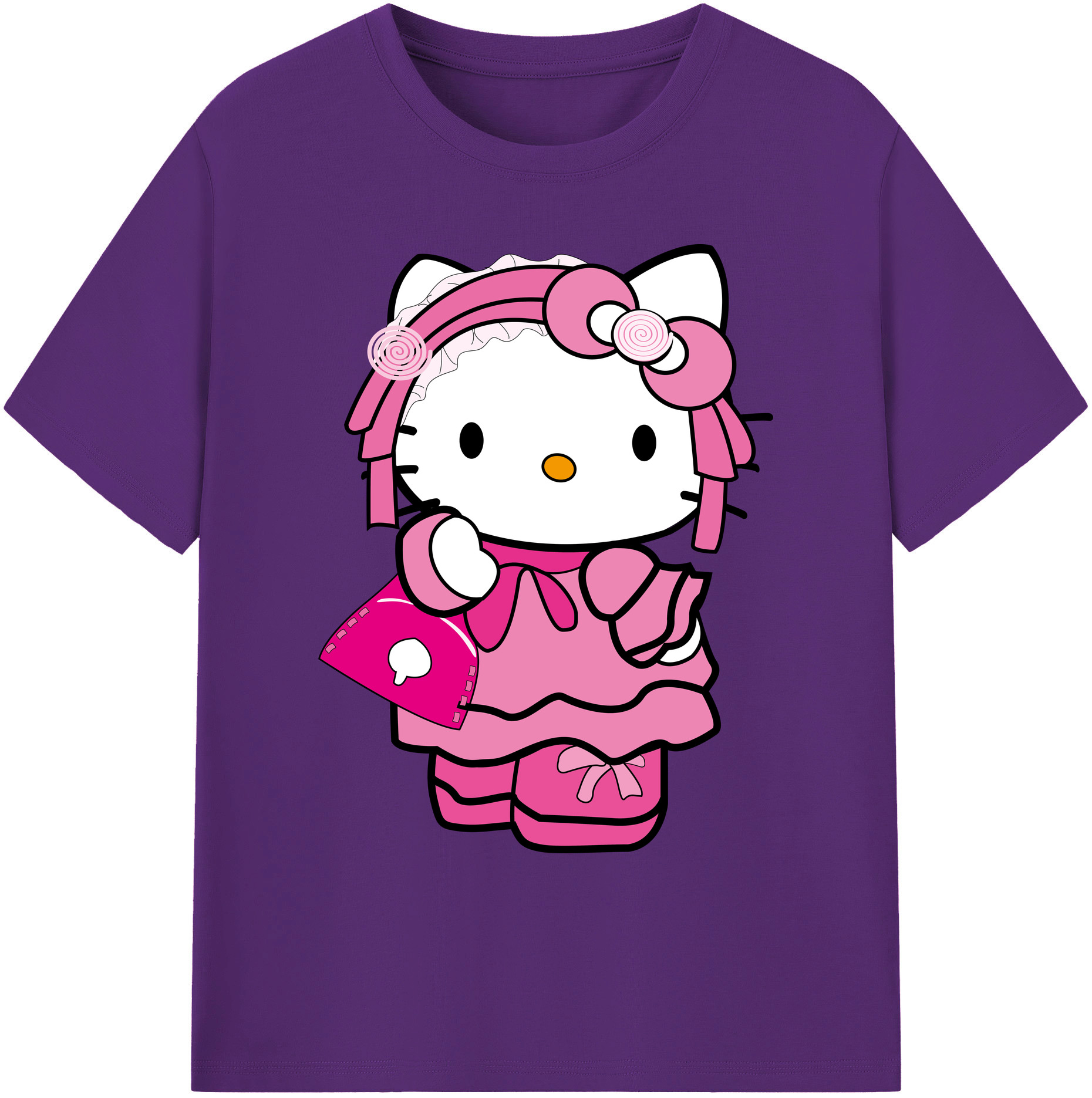 （画像用） Hello Kitty ハローキティ 綿100％ メンズ半袖Tシャツ｜肌触りやわらか＆通気性