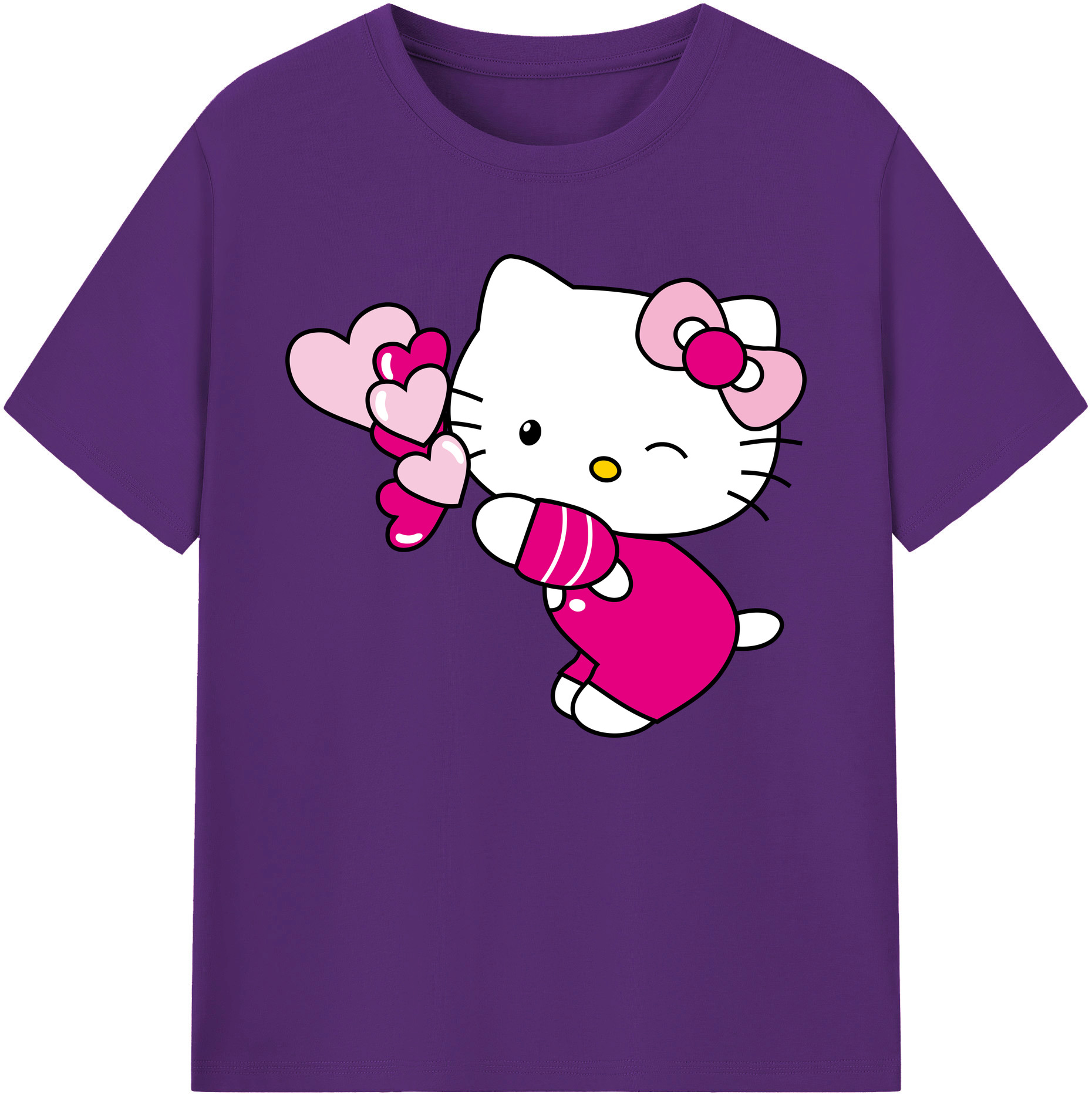 （画像用） Hello Kitty ハローキティ 綿100％ メンズ半袖Tシャツ｜肌触りやわらか＆通気性