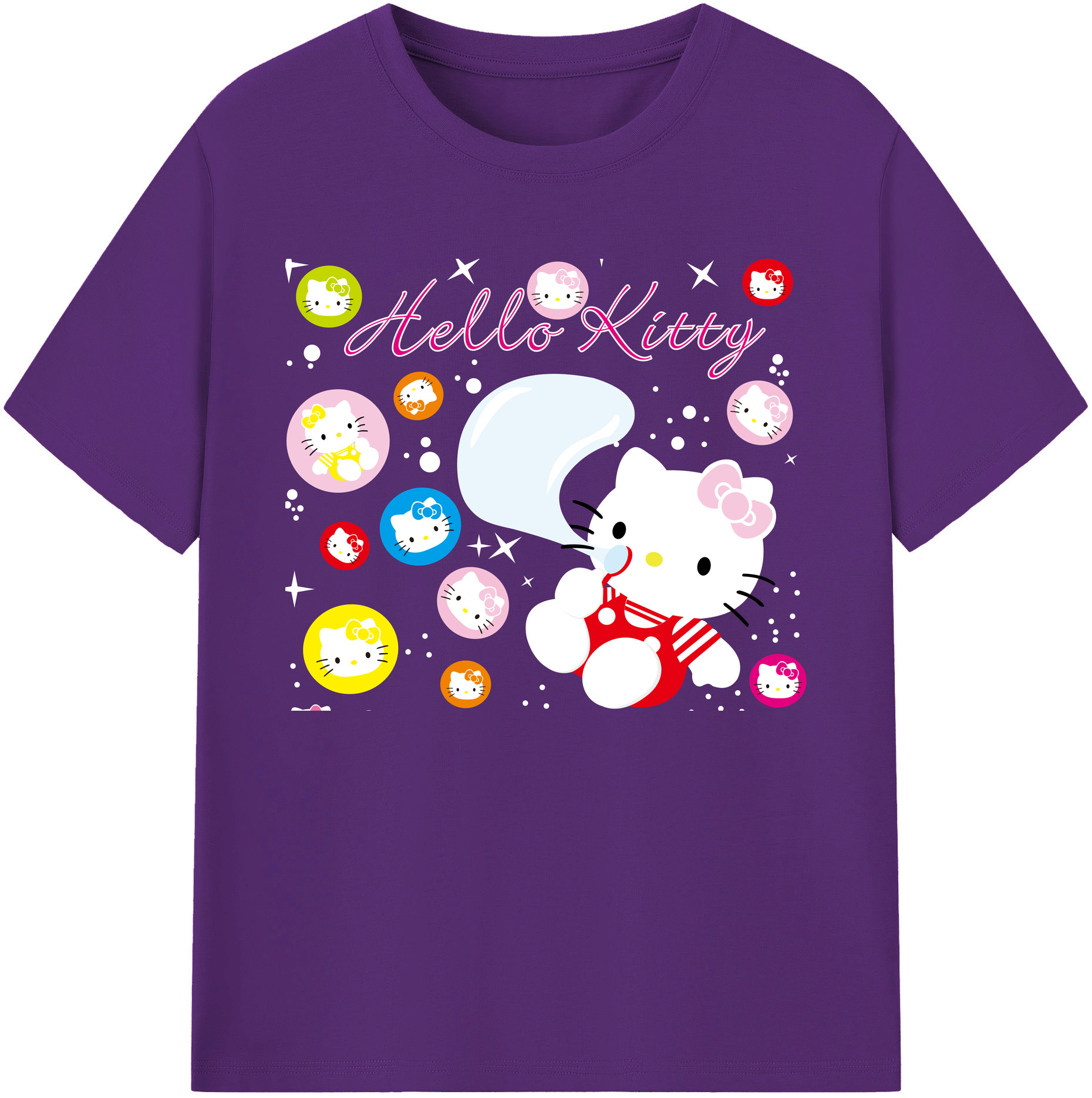 （画像用） Hello Kitty ハローキティ 綿100％ メンズ半袖Tシャツ｜肌触りやわらか＆通気性