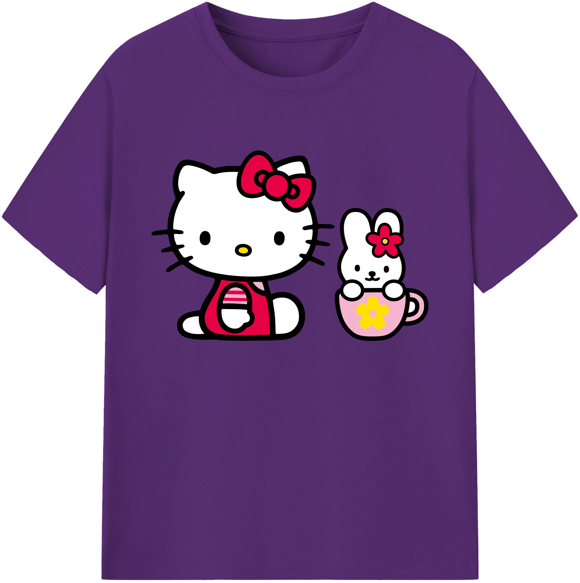 （画像用） Hello Kitty ハローキティ 綿100％ メンズ半袖Tシャツ｜肌触りやわらか＆通気性