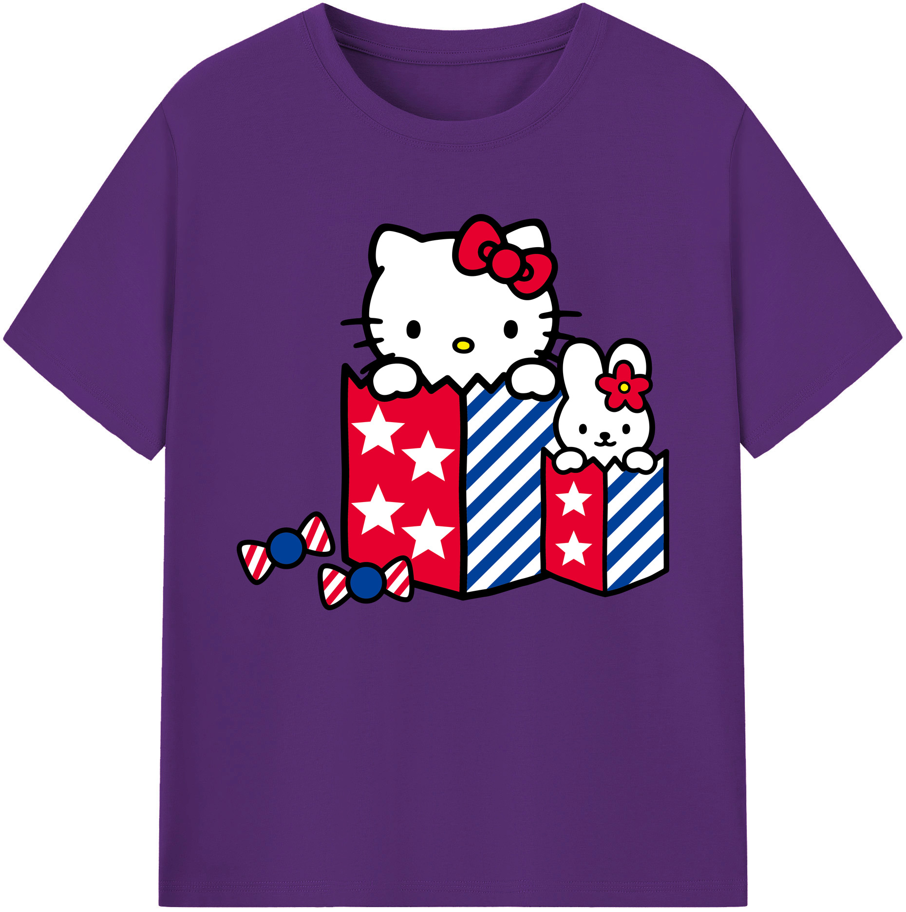 （画像用） Hello Kitty ハローキティ 綿100％ メンズ半袖Tシャツ｜肌触りやわらか＆通気性