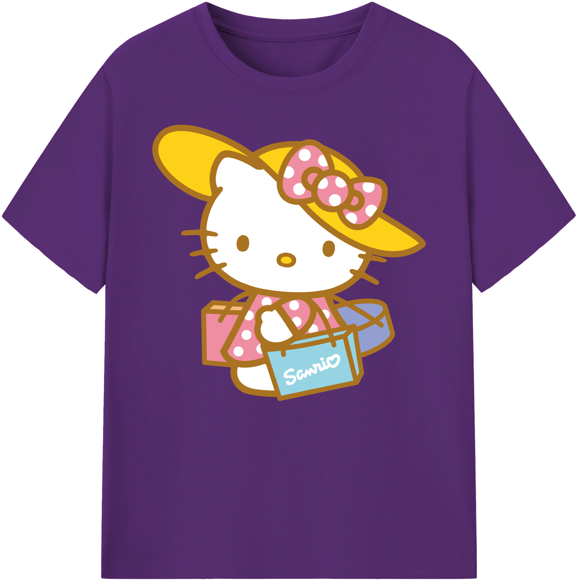 （画像用） Hello Kitty ハローキティ 綿100％ メンズ半袖Tシャツ｜肌触りやわらか＆通気性