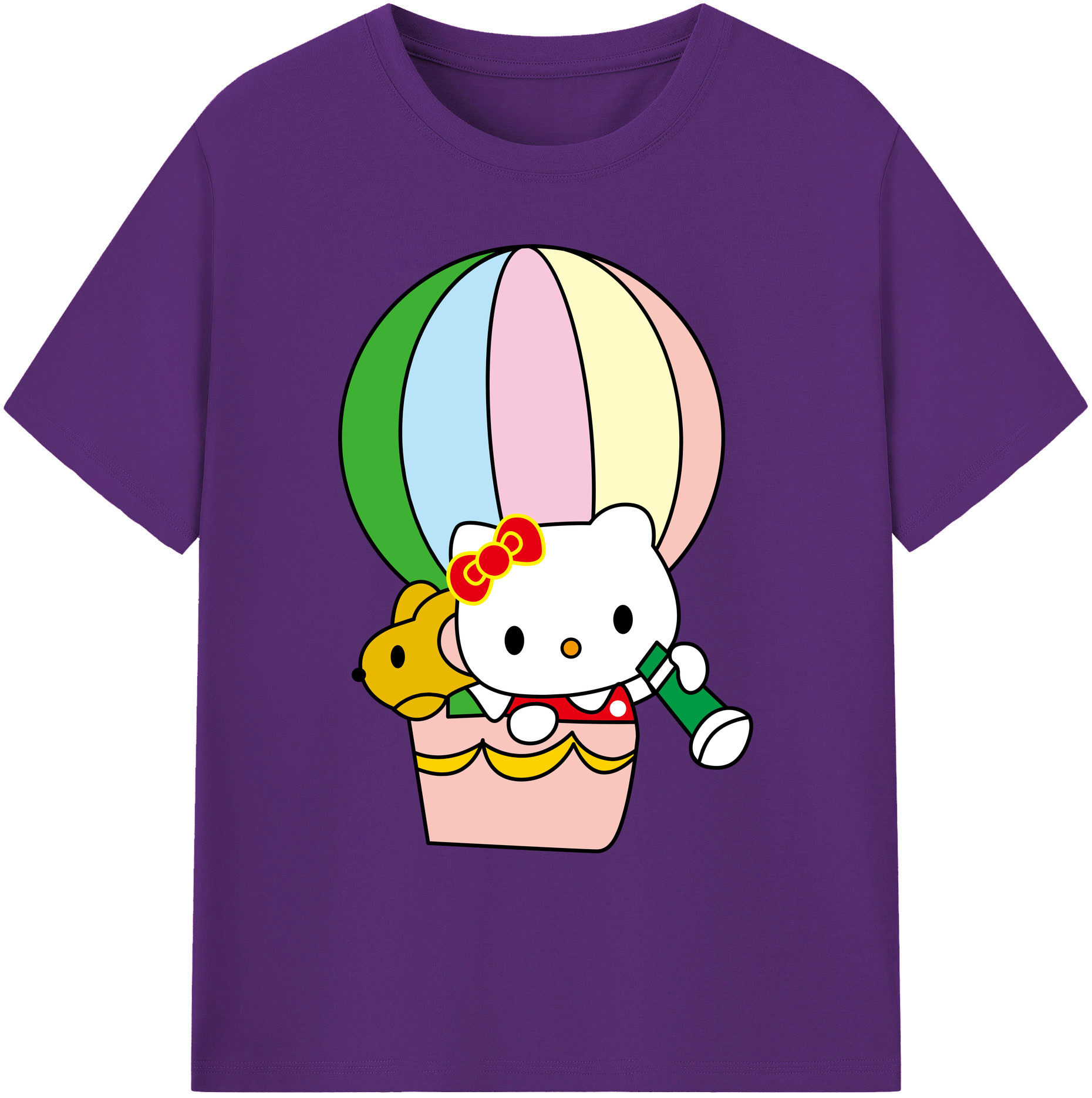 （画像用） Hello Kitty ハローキティ 綿100％ メンズ半袖Tシャツ｜肌触りやわらか＆通気性