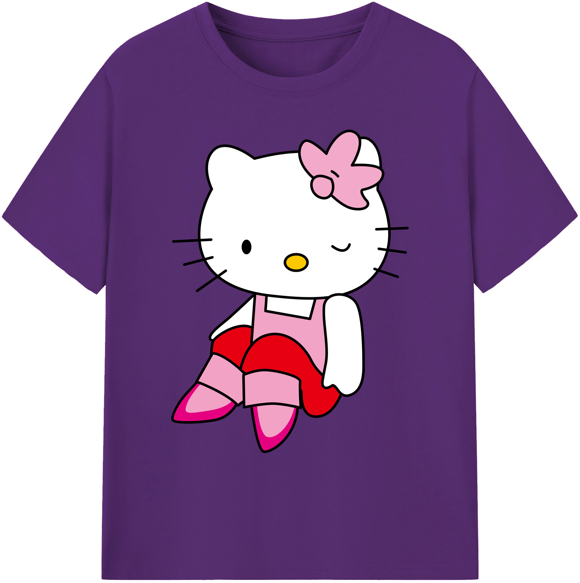 （画像用） Hello Kitty ハローキティ 綿100％ メンズ半袖Tシャツ｜肌触りやわらか＆通気性