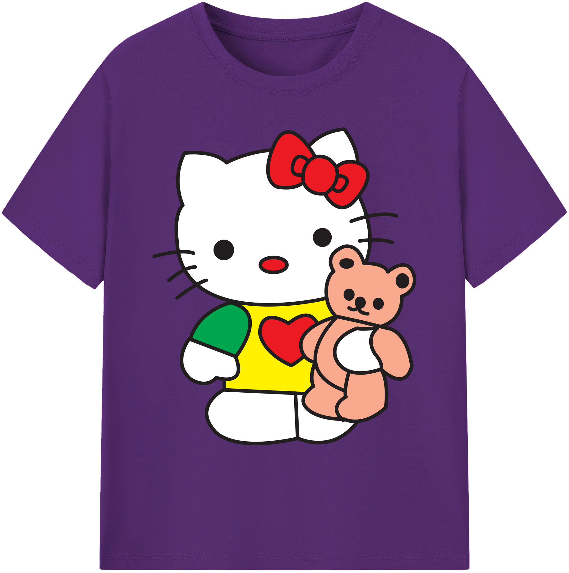 （画像用） Hello Kitty ハローキティ 綿100％ メンズ半袖Tシャツ｜肌触りやわらか＆通気性