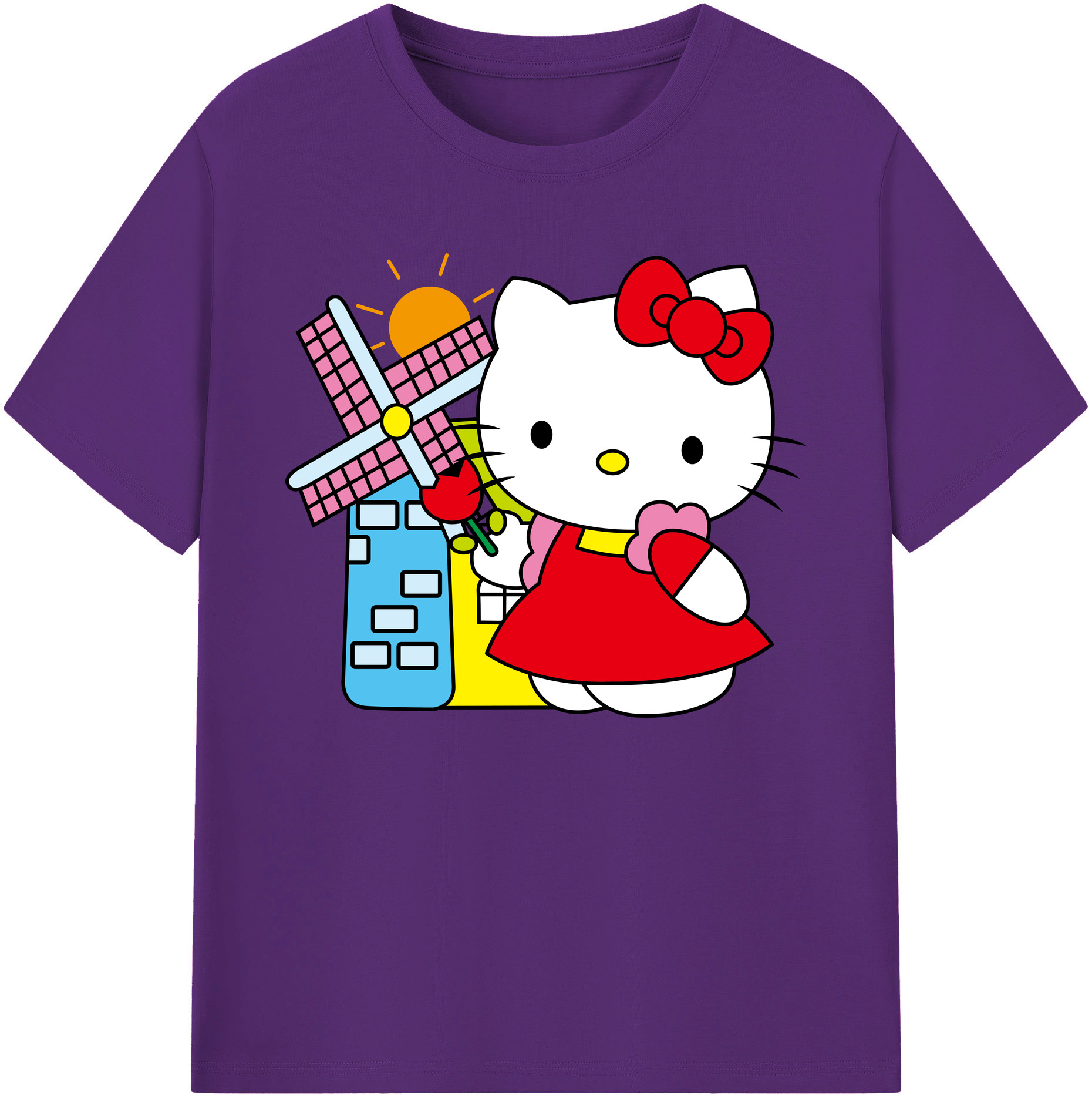 （画像用） Hello Kitty ハローキティ 綿100％ メンズ半袖Tシャツ｜肌触りやわらか＆通気性