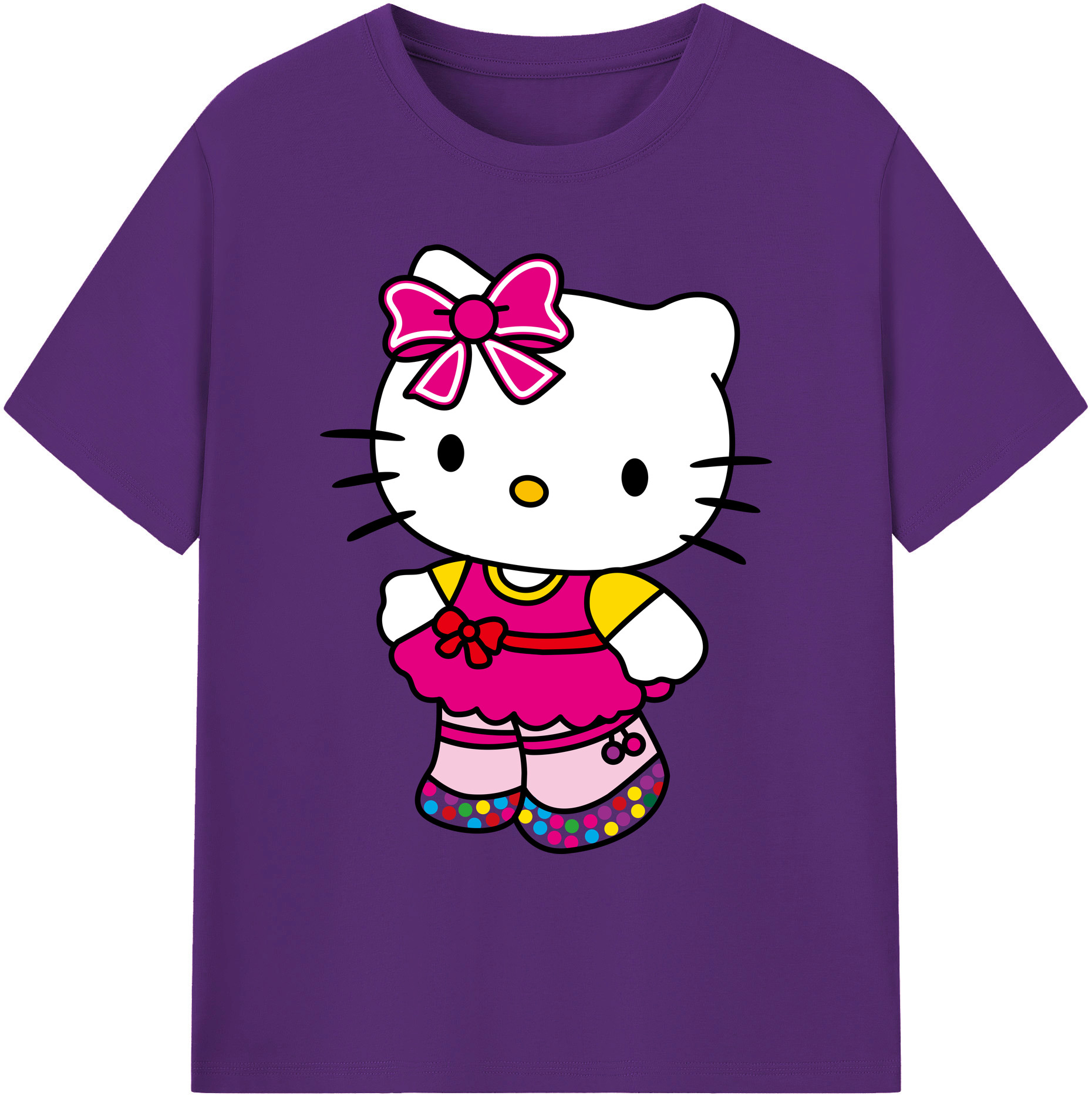 （画像用） Hello Kitty ハローキティ 綿100％ メンズ半袖Tシャツ｜肌触りやわらか＆通気性