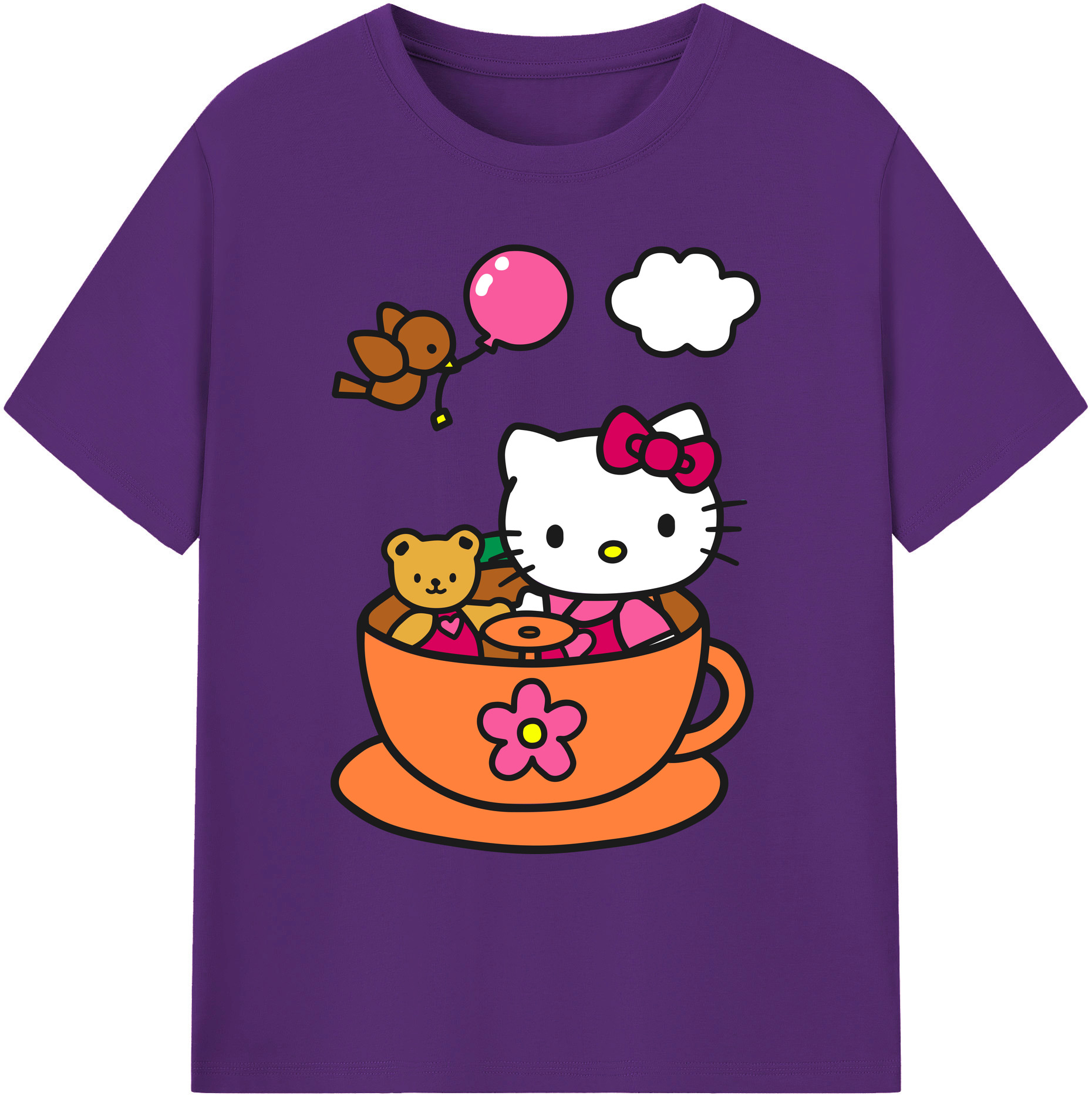 （画像用） Hello Kitty ハローキティ 綿100％ メンズ半袖Tシャツ｜肌触りやわらか＆通気性