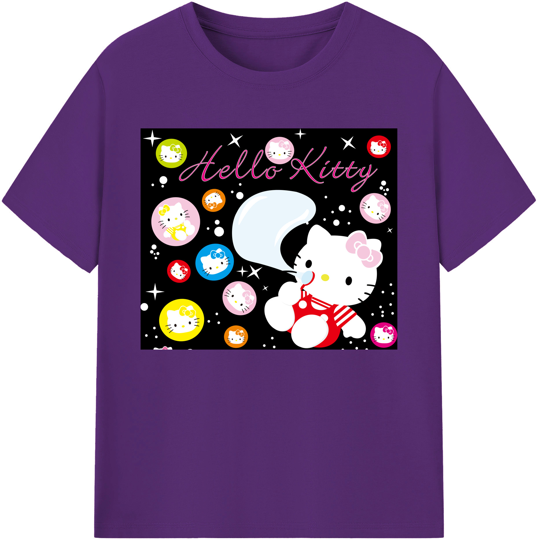 （画像用） Hello Kitty ハローキティ 綿100％ メンズ半袖Tシャツ｜肌触りやわらか＆通気性