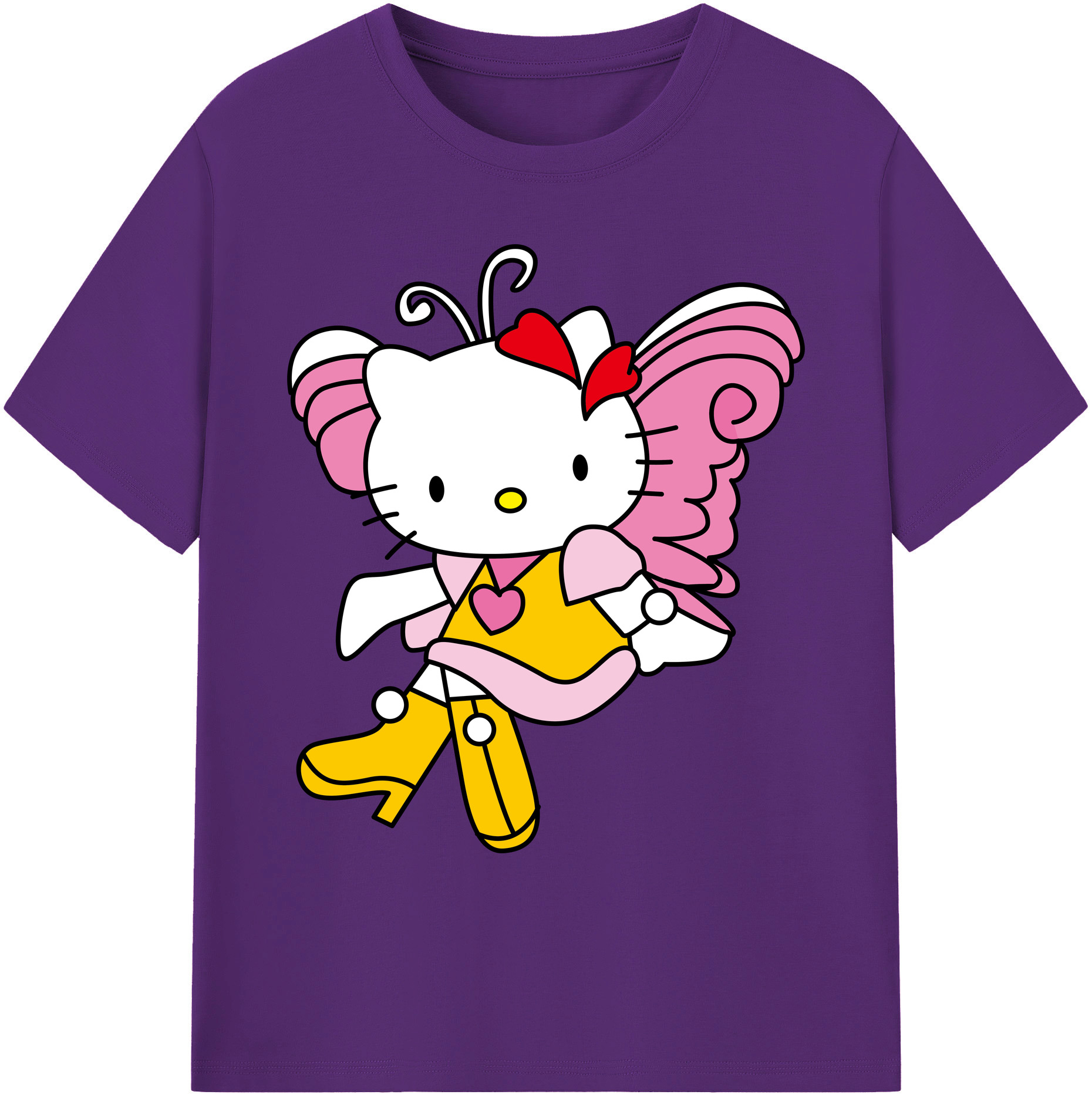 （画像用） Hello Kitty ハローキティ 綿100％ メンズ半袖Tシャツ｜肌触りやわらか＆通気性