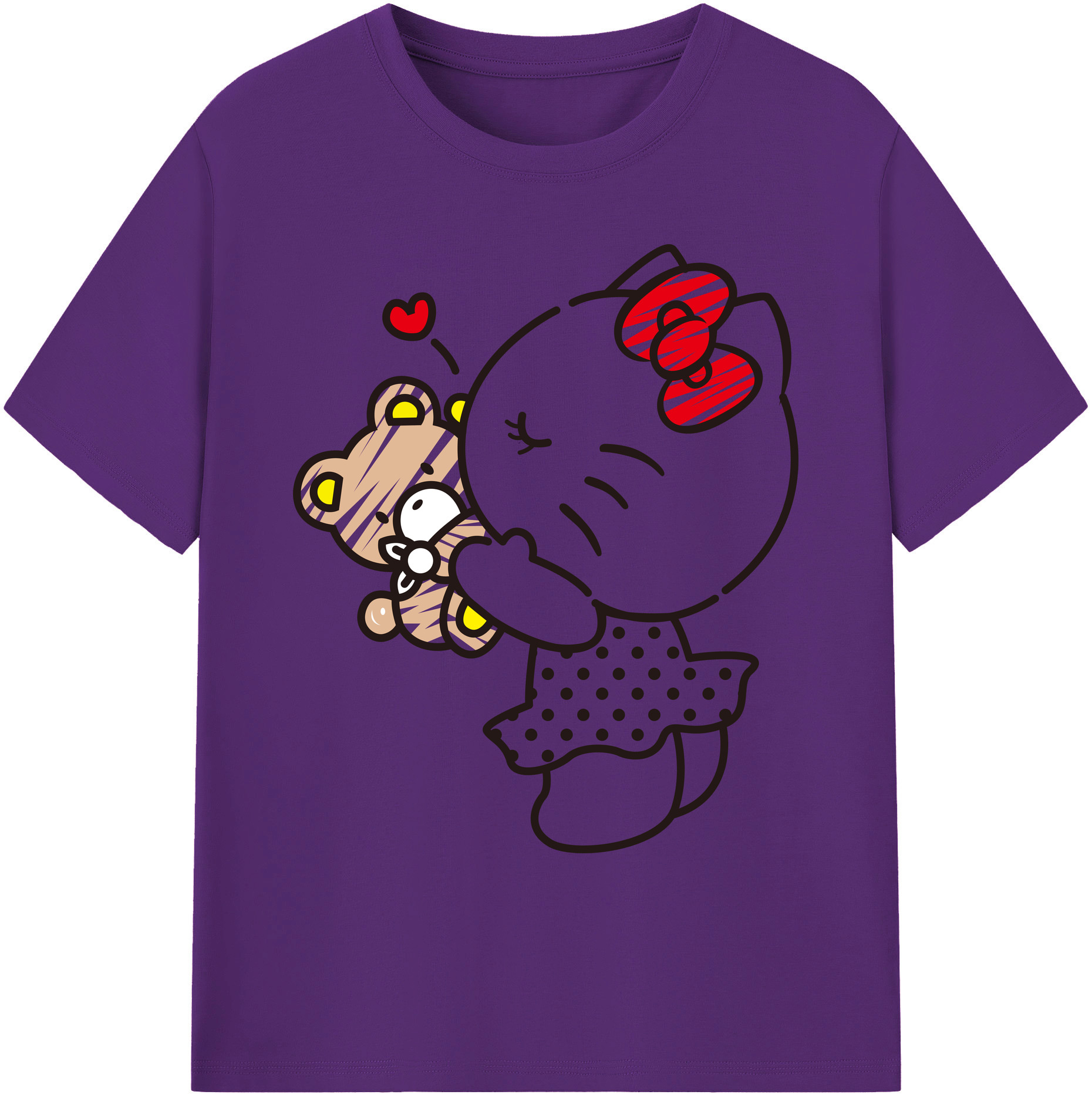 （画像用） Hello Kitty ハローキティ 綿100％ メンズ半袖Tシャツ｜肌触りやわらか＆通気性