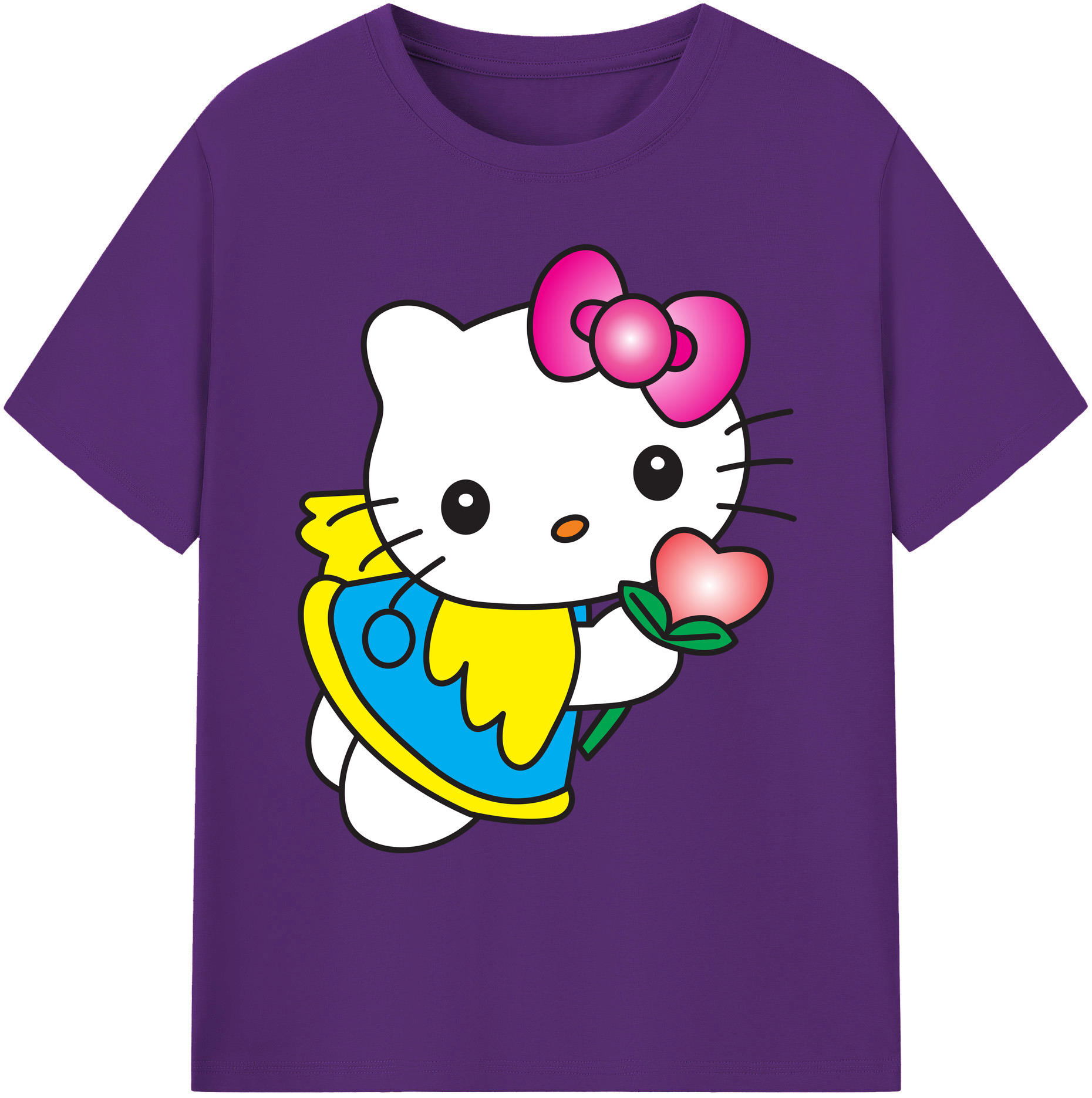 （画像用） Hello Kitty ハローキティ 綿100％ メンズ半袖Tシャツ｜肌触りやわらか＆通気性