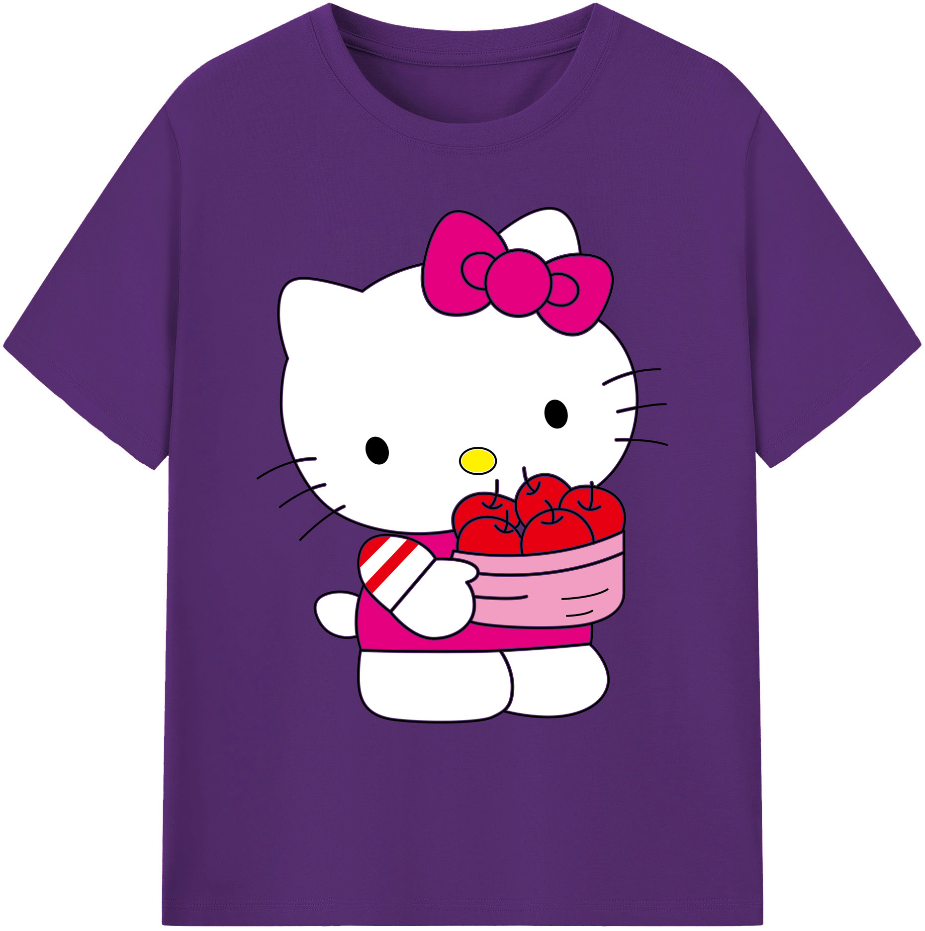 （画像用） Hello Kitty ハローキティ 綿100％ メンズ半袖Tシャツ｜肌触りやわらか＆通気性