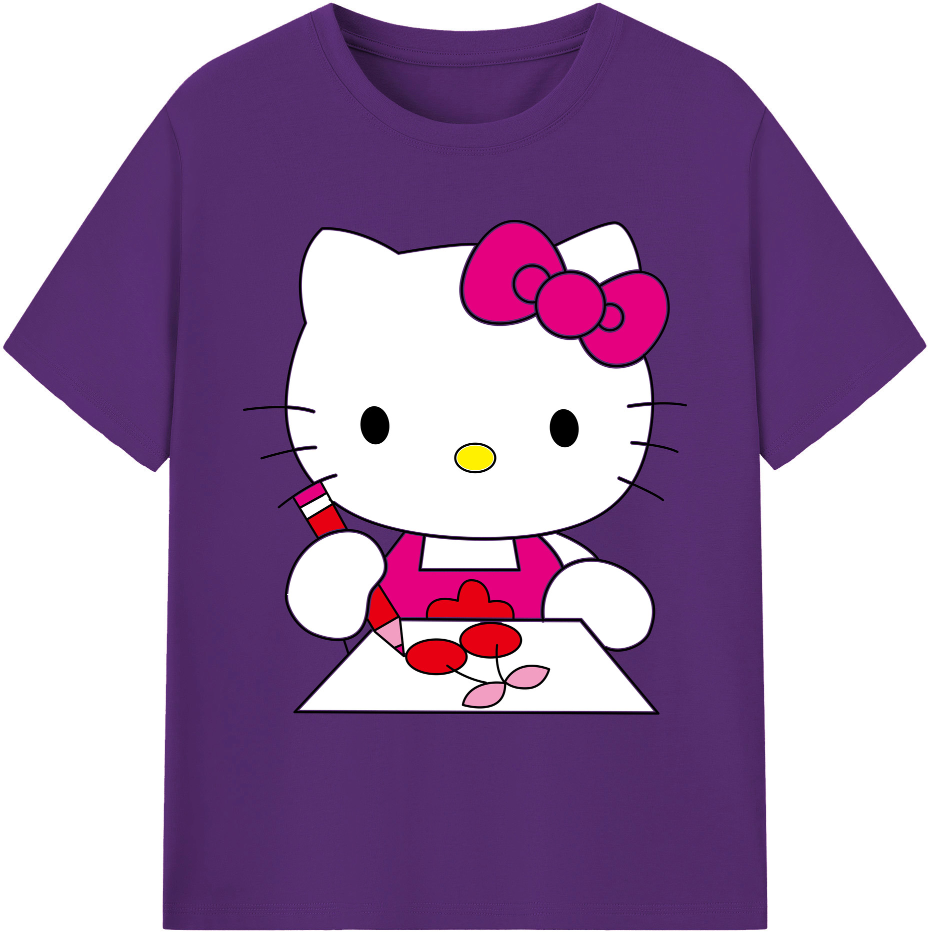 （画像用） Hello Kitty ハローキティ 綿100％ メンズ半袖Tシャツ｜肌触りやわらか＆通気性